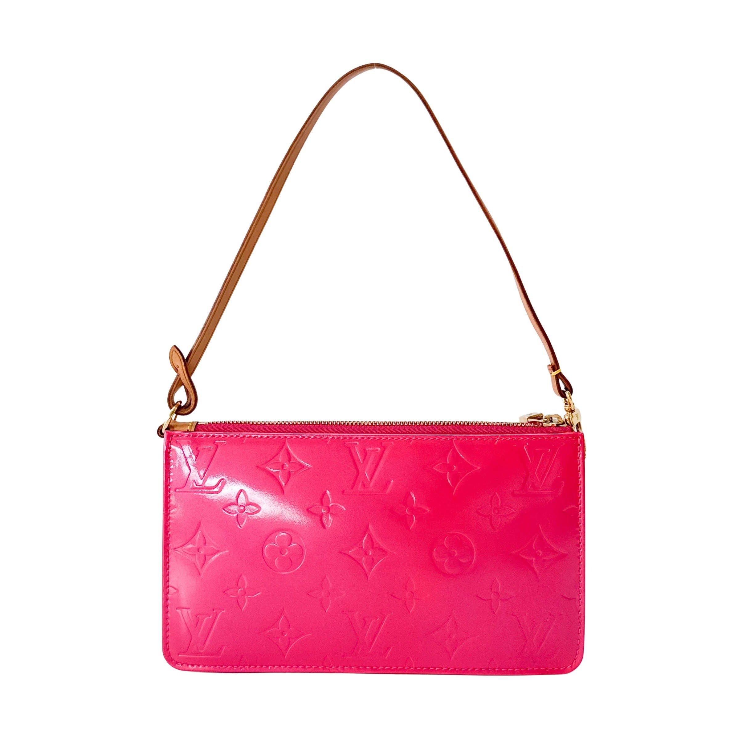 Vernis Lexington Pink Monogram Leather Pouch