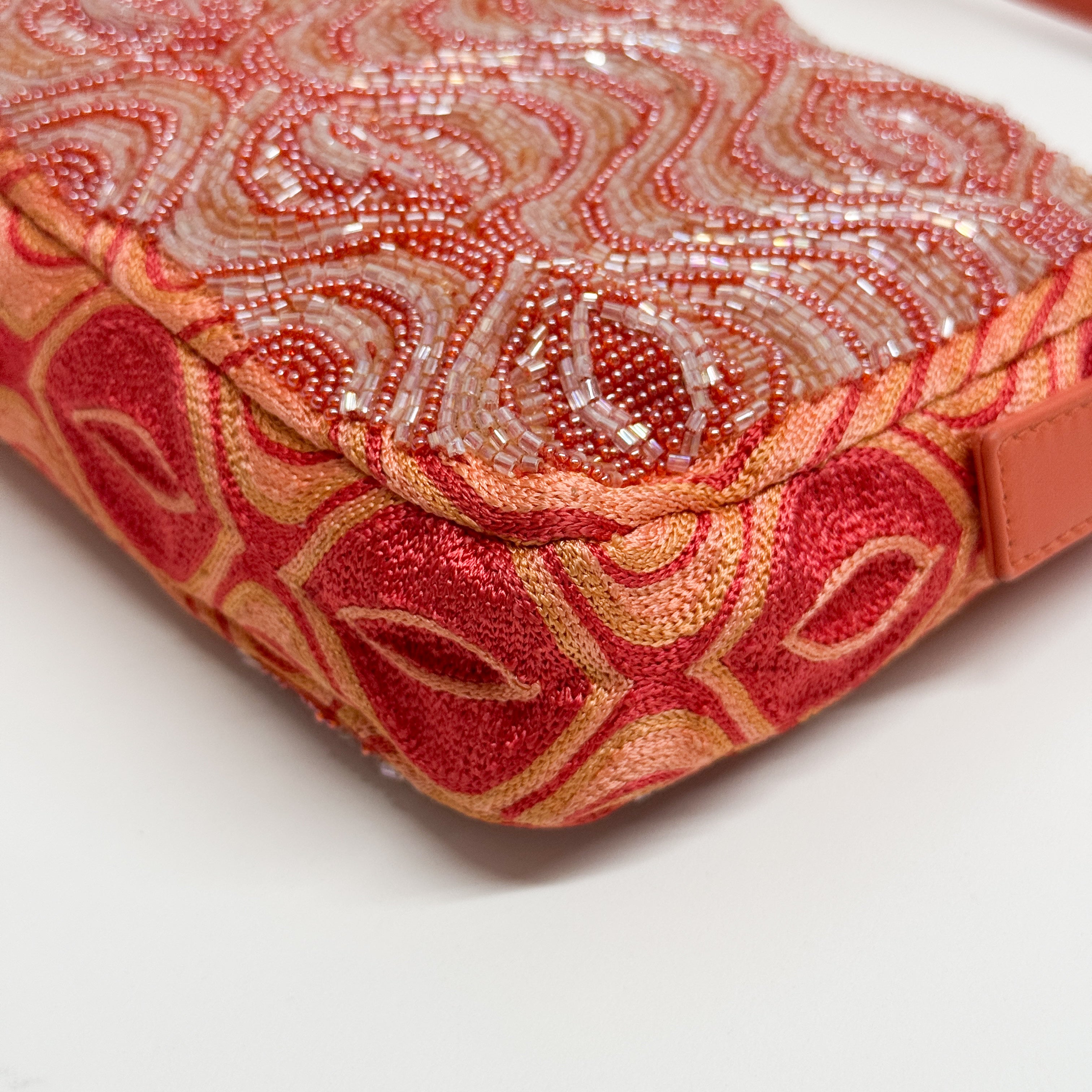 Baguette Orange Beaded Shoulder Bag