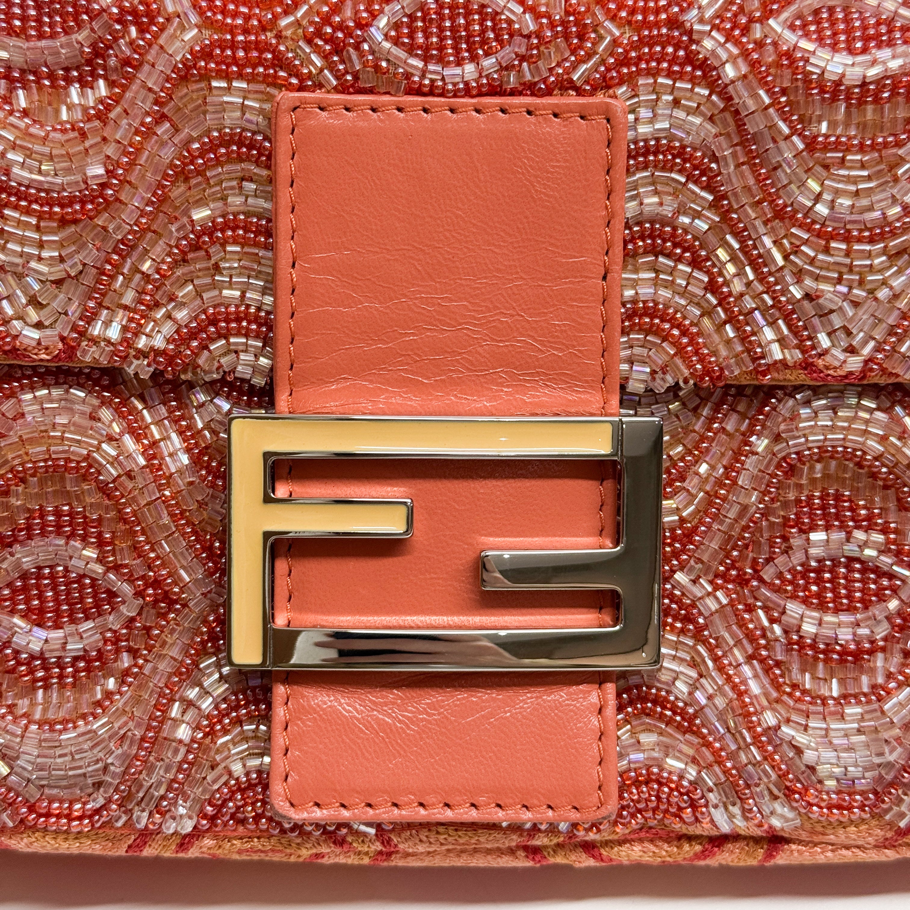 Baguette Orange Beaded Shoulder Bag