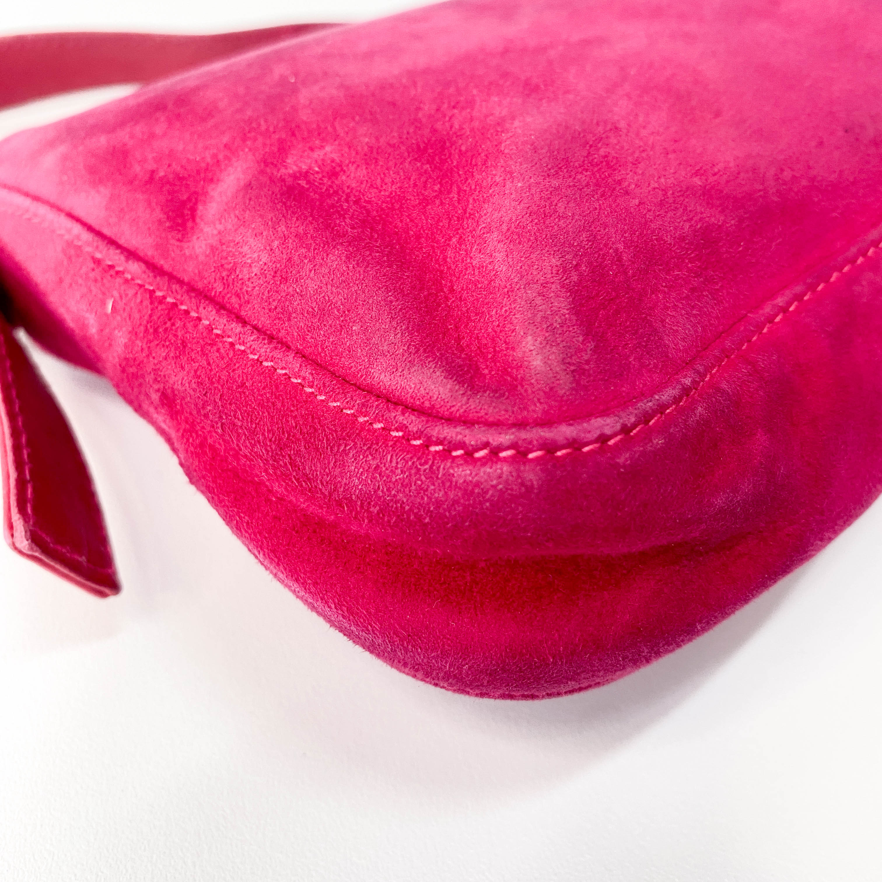 Pink Baguette Suede Bag