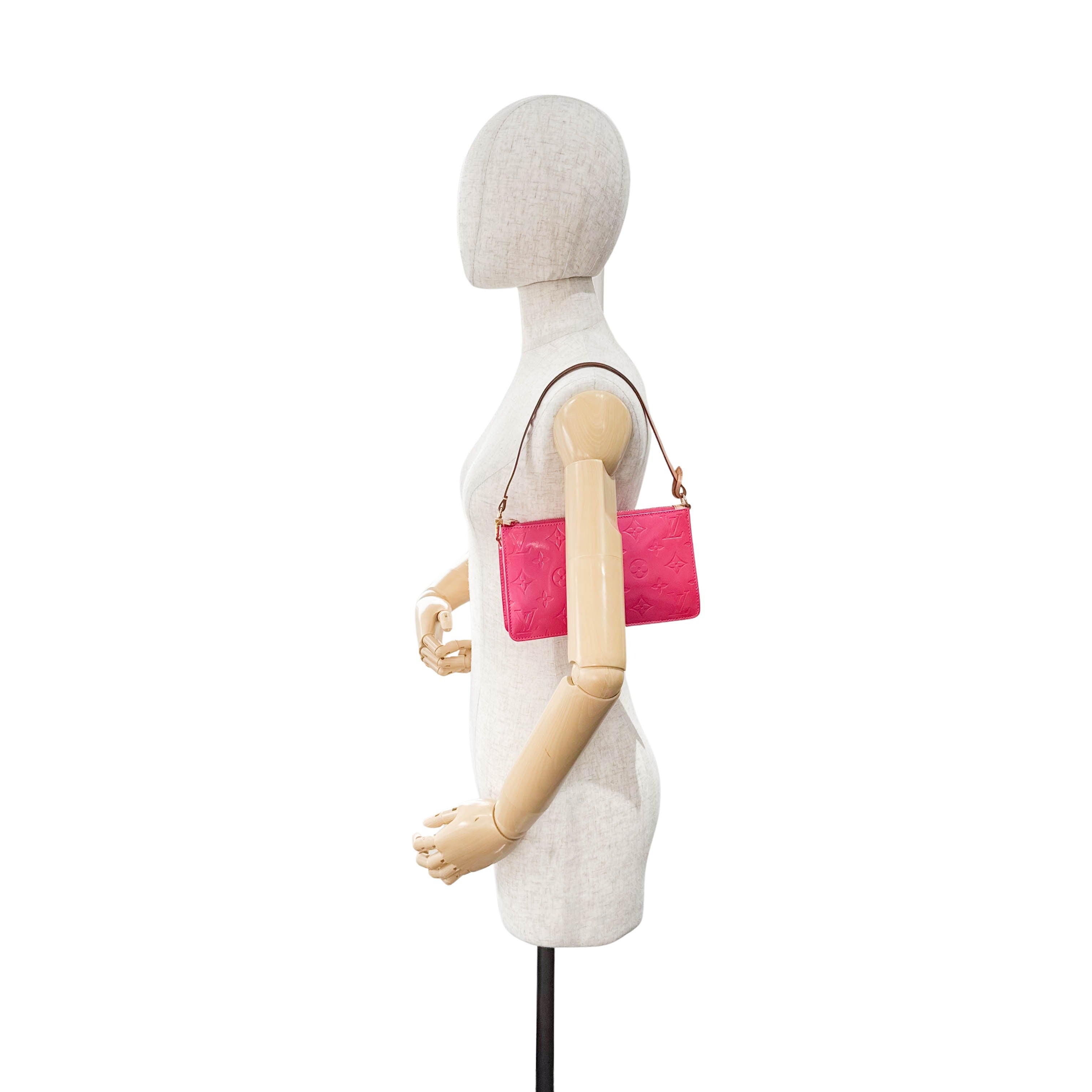 Vernis Lexington Pink Monogram Leather Pouch