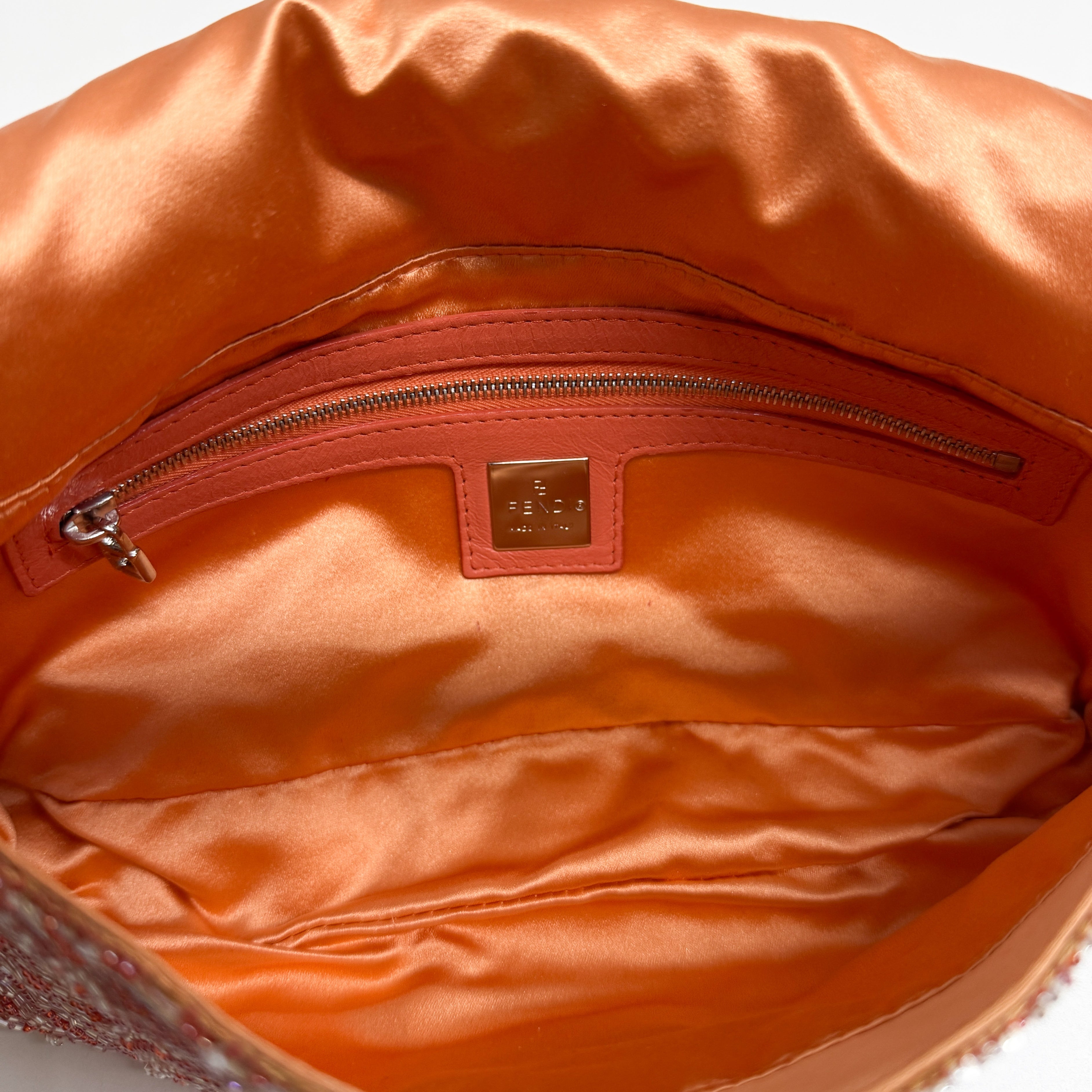 Baguette Orange Beaded Shoulder Bag