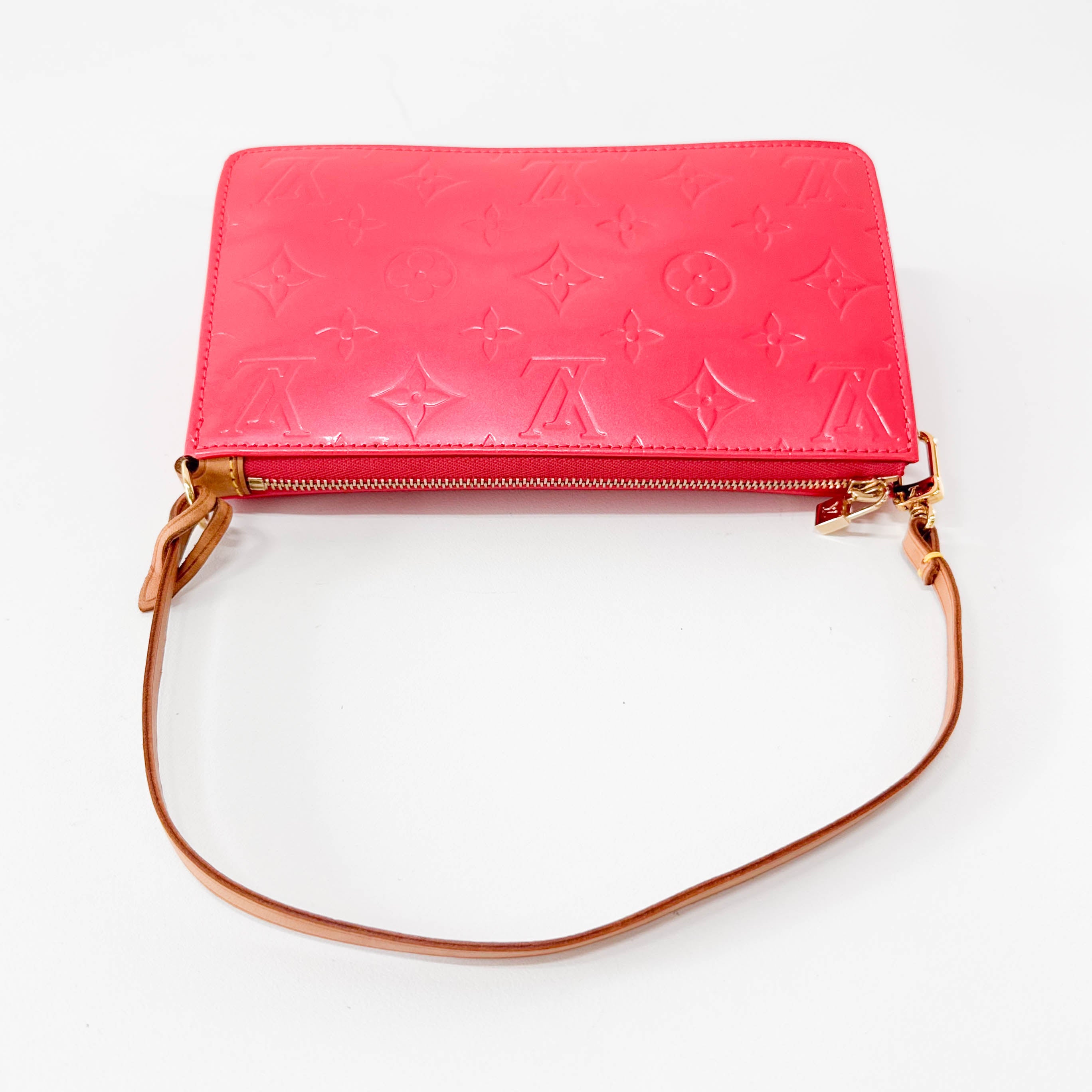 Vernis Lexington Pink Monogram Leather Pouch