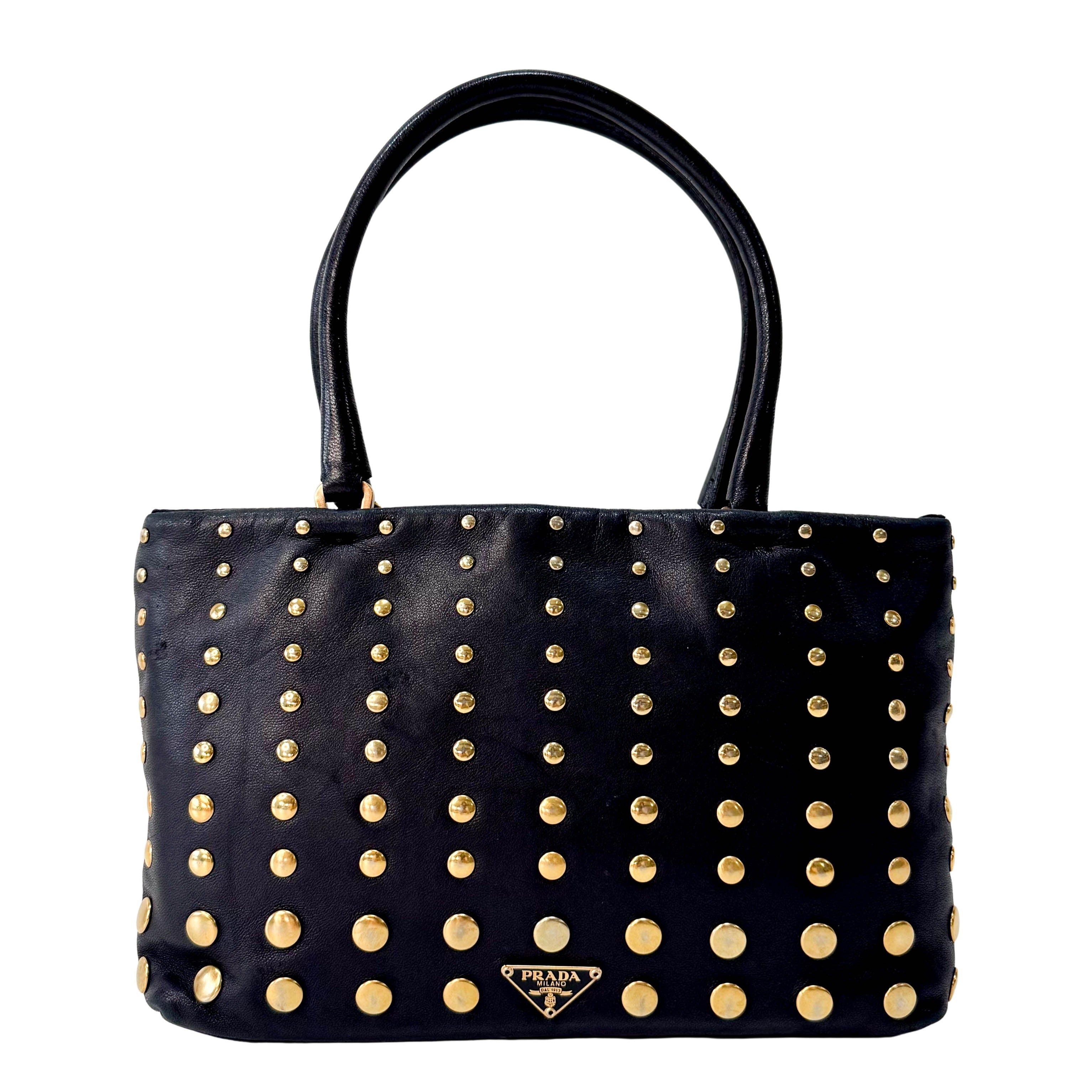Gold Studs Mini Leather Bag