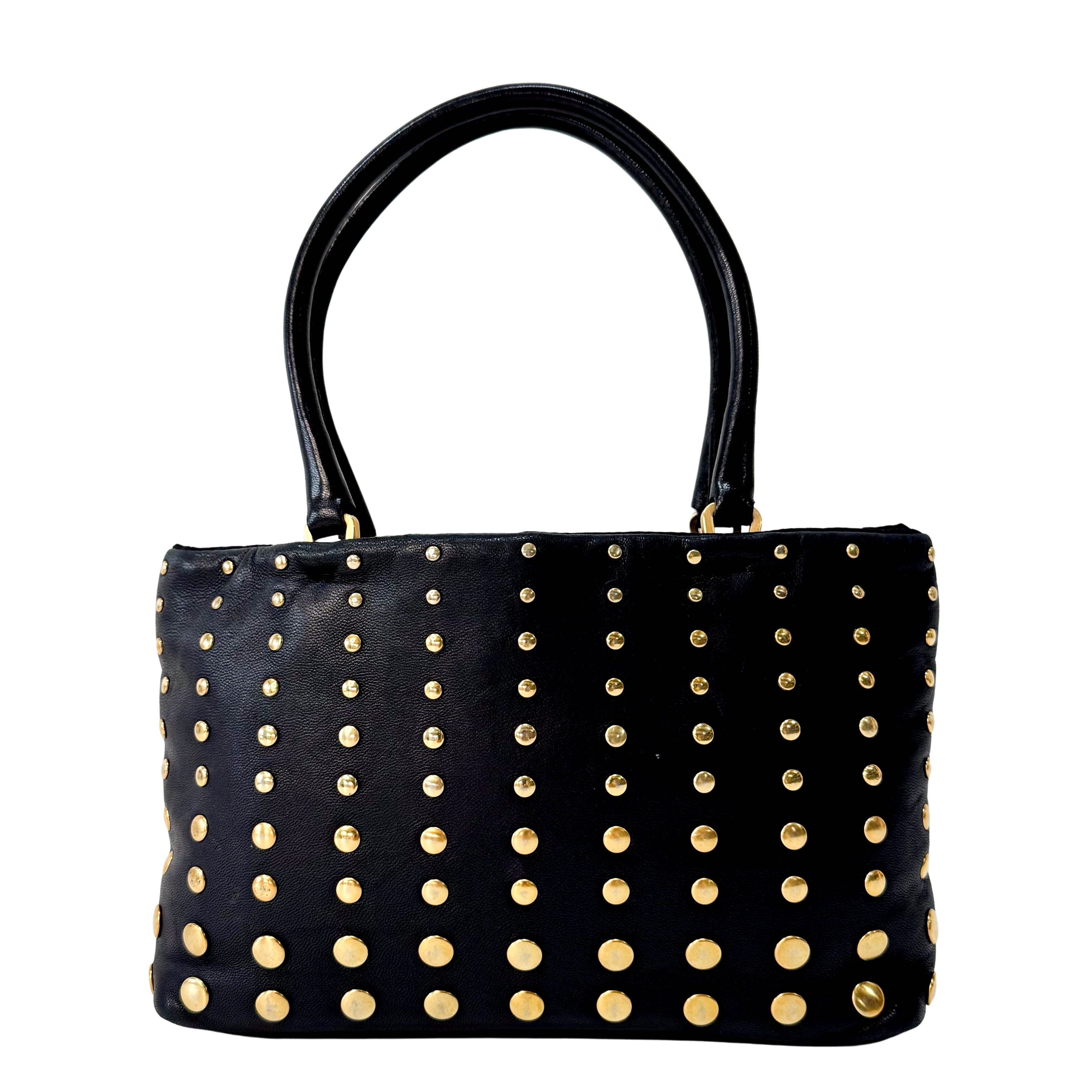 Gold Studs Mini Leather Bag