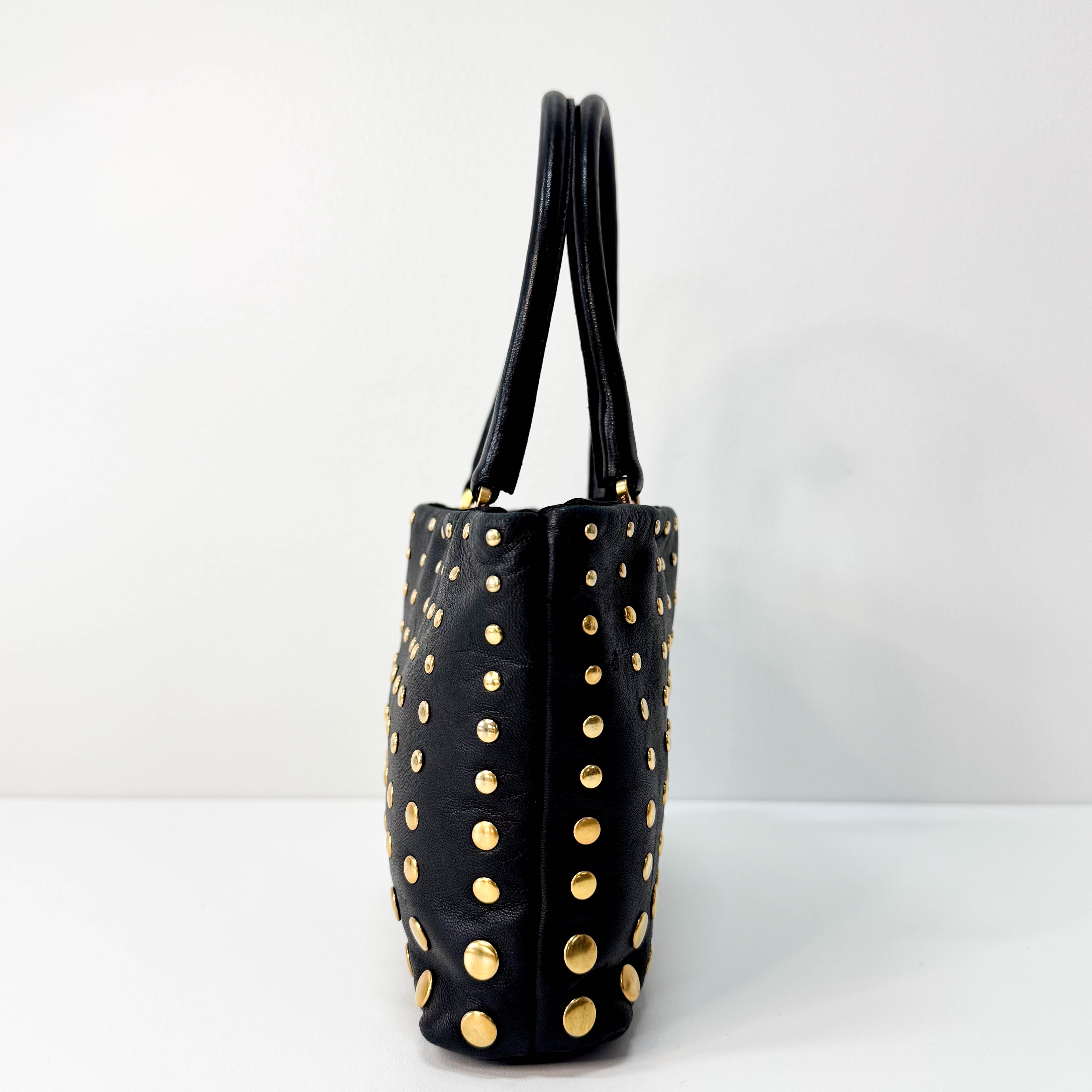Gold Studs Mini Leather Bag