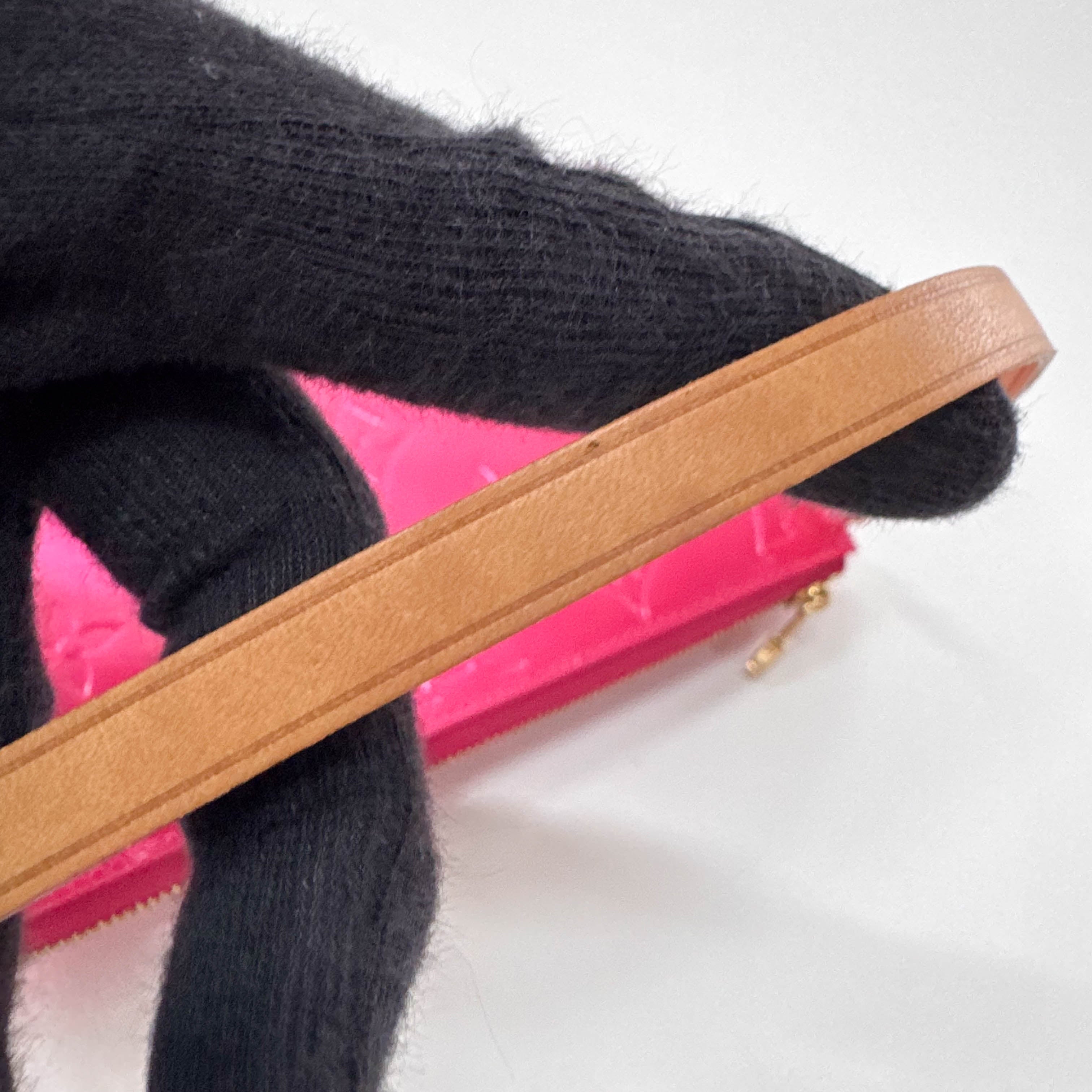 Vernis Lexington Pink Monogram Leather Pouch