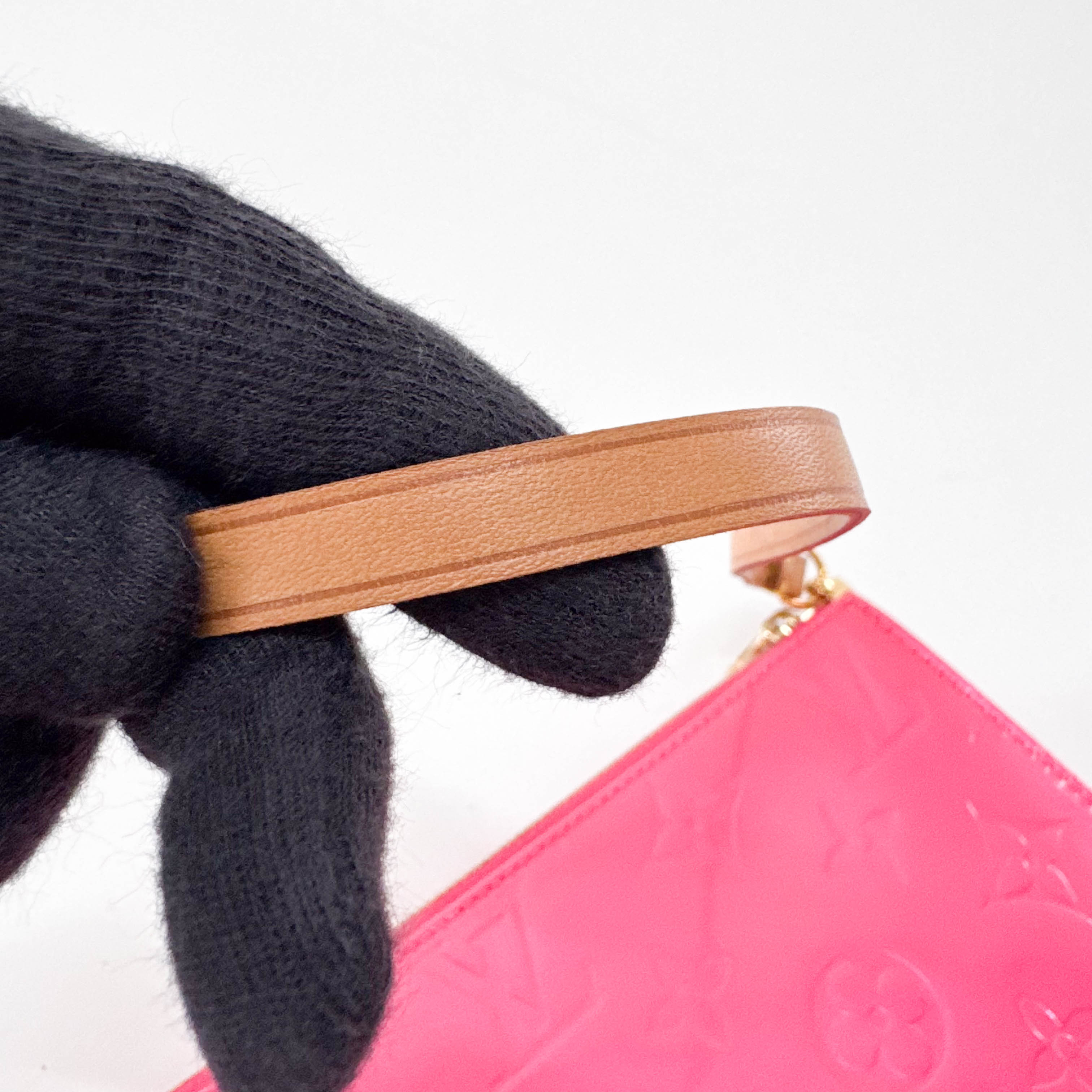 Vernis Lexington Pink Monogram Leather Pouch