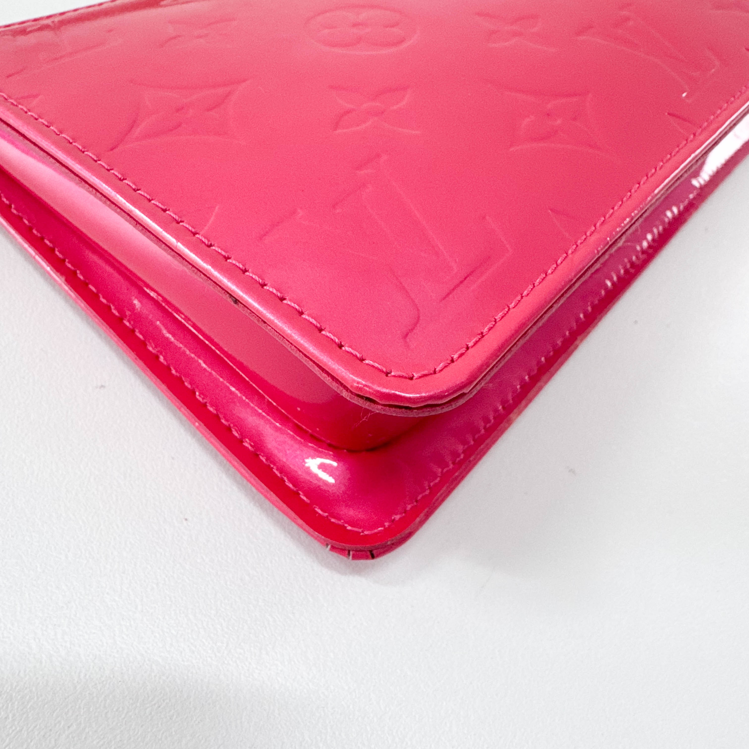 Vernis Lexington Pink Monogram Leather Pouch