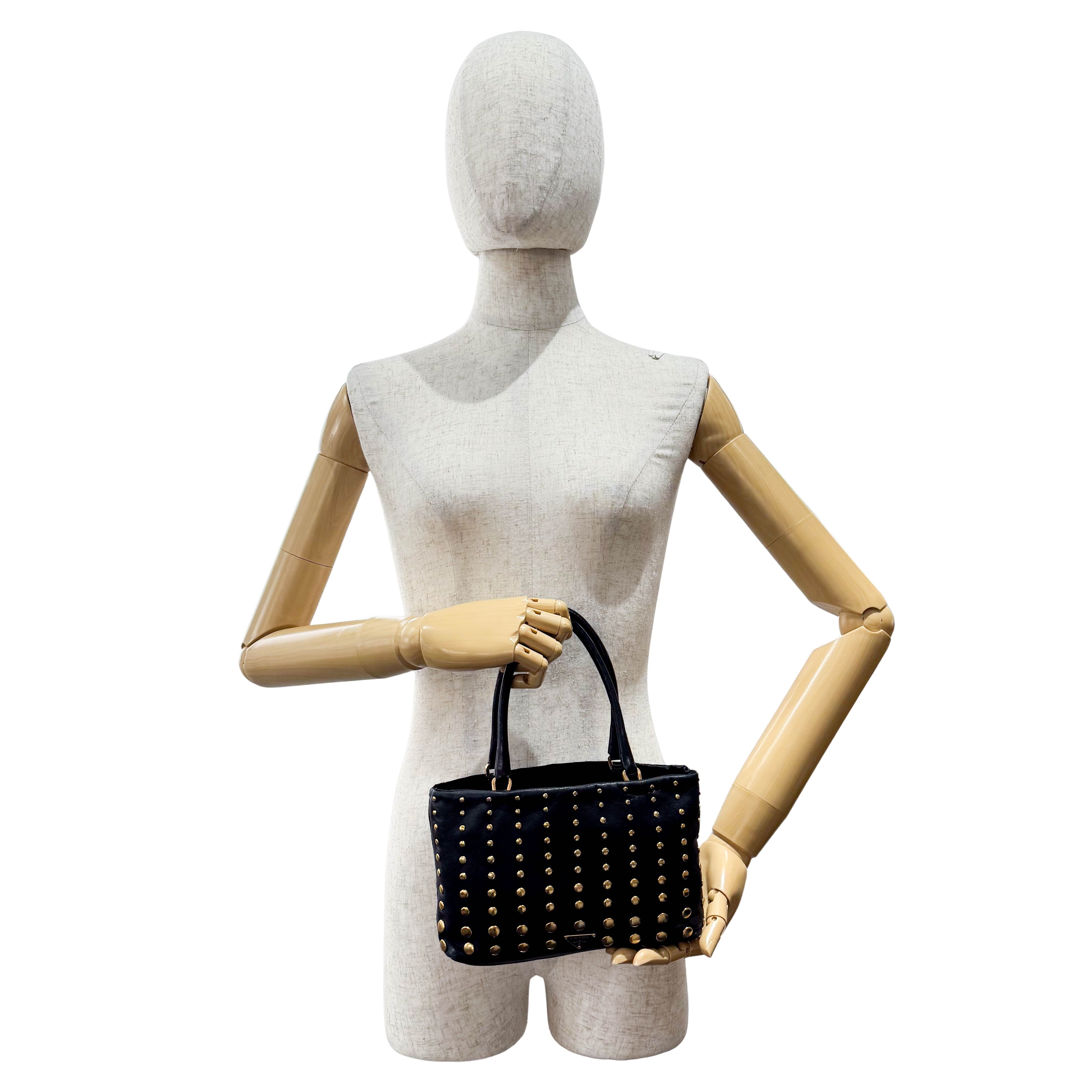 Gold Studs Mini Leather Bag