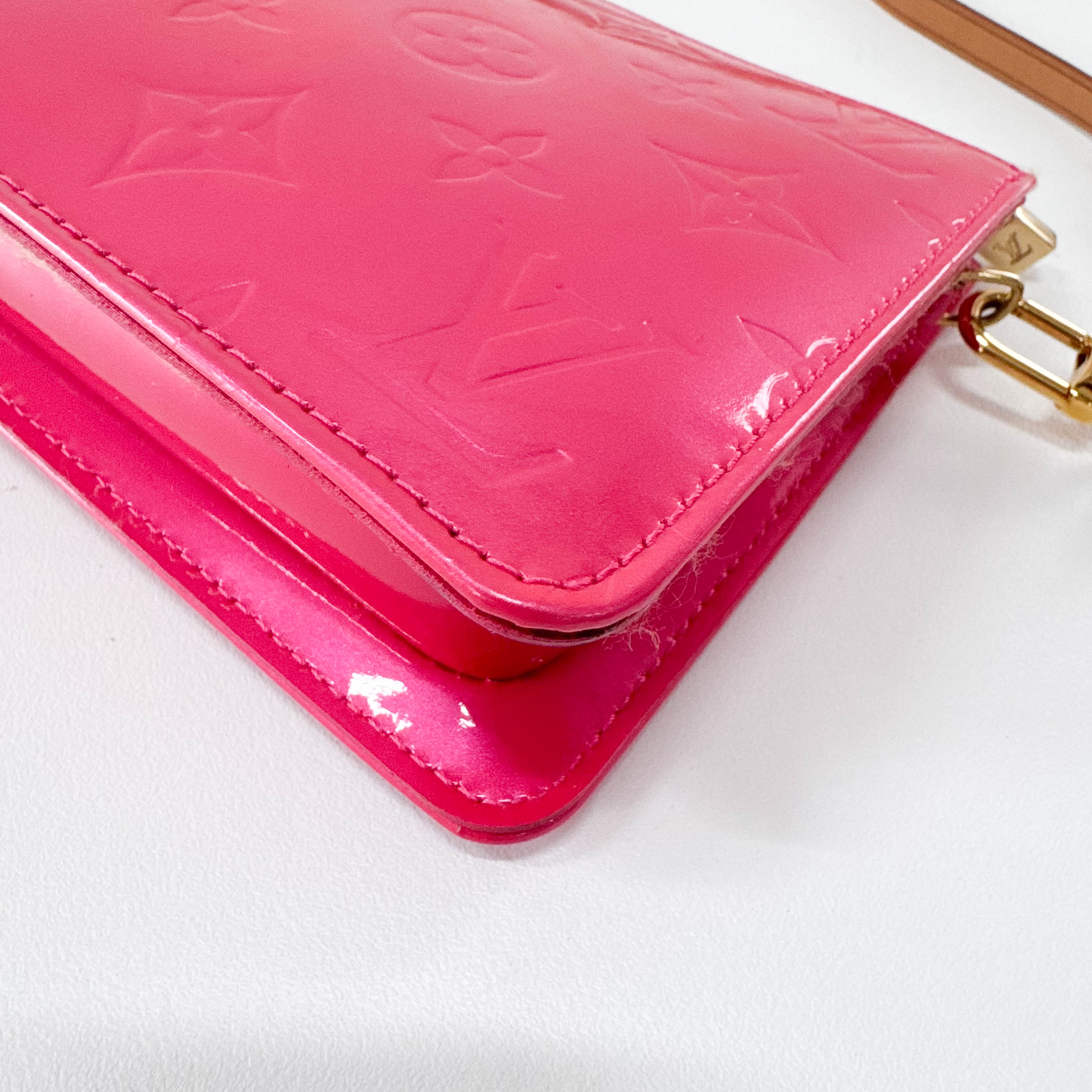 Vernis Lexington Pink Monogram Leather Pouch