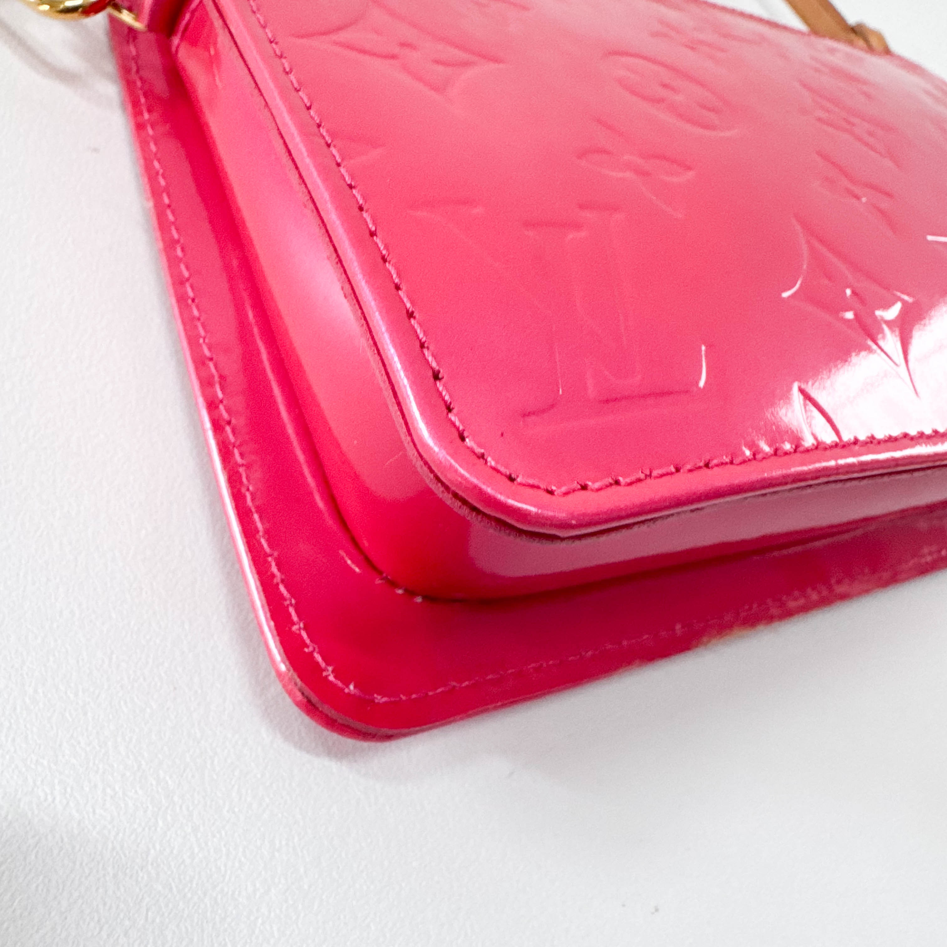 Vernis Lexington Pink Monogram Leather Pouch