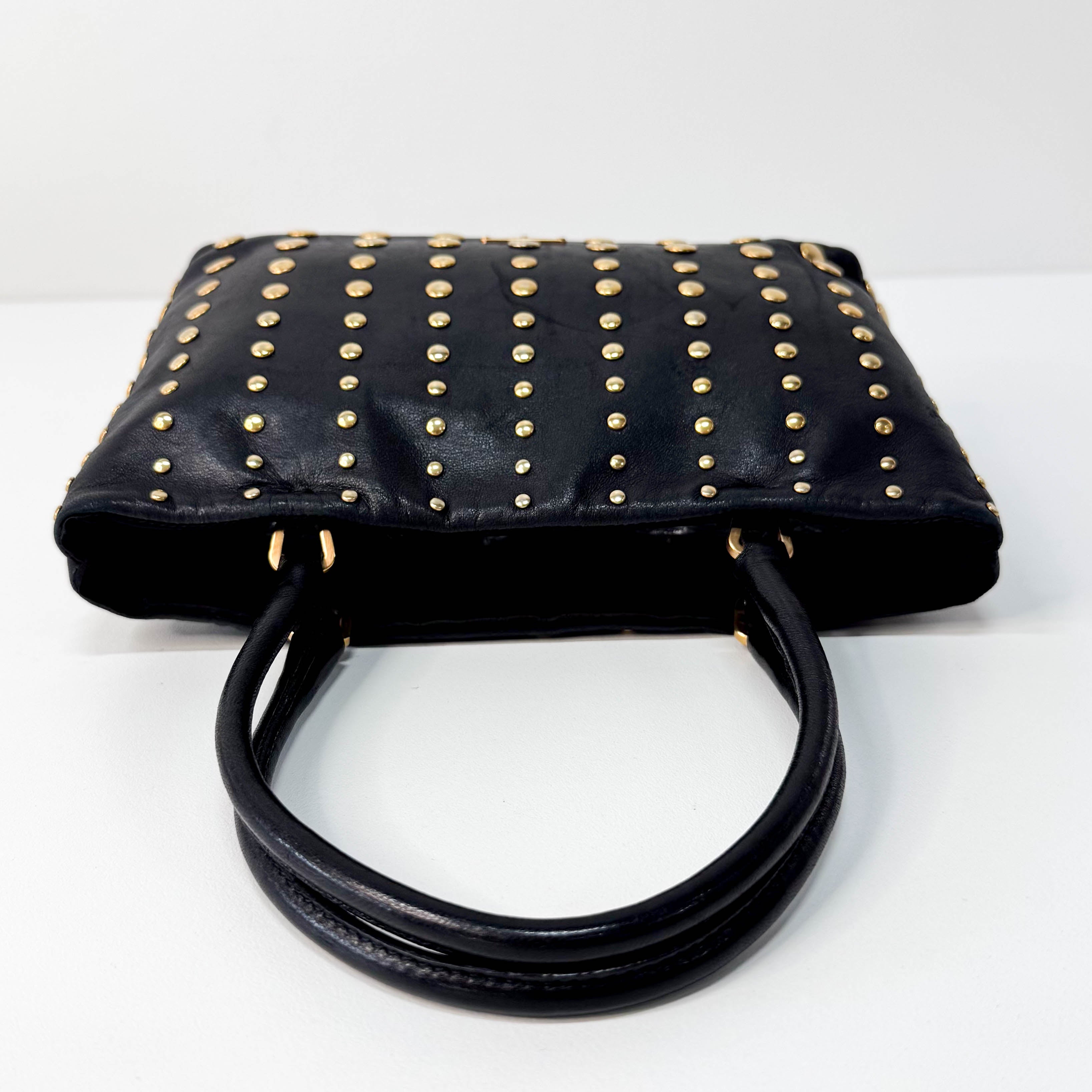 Gold Studs Mini Leather Bag