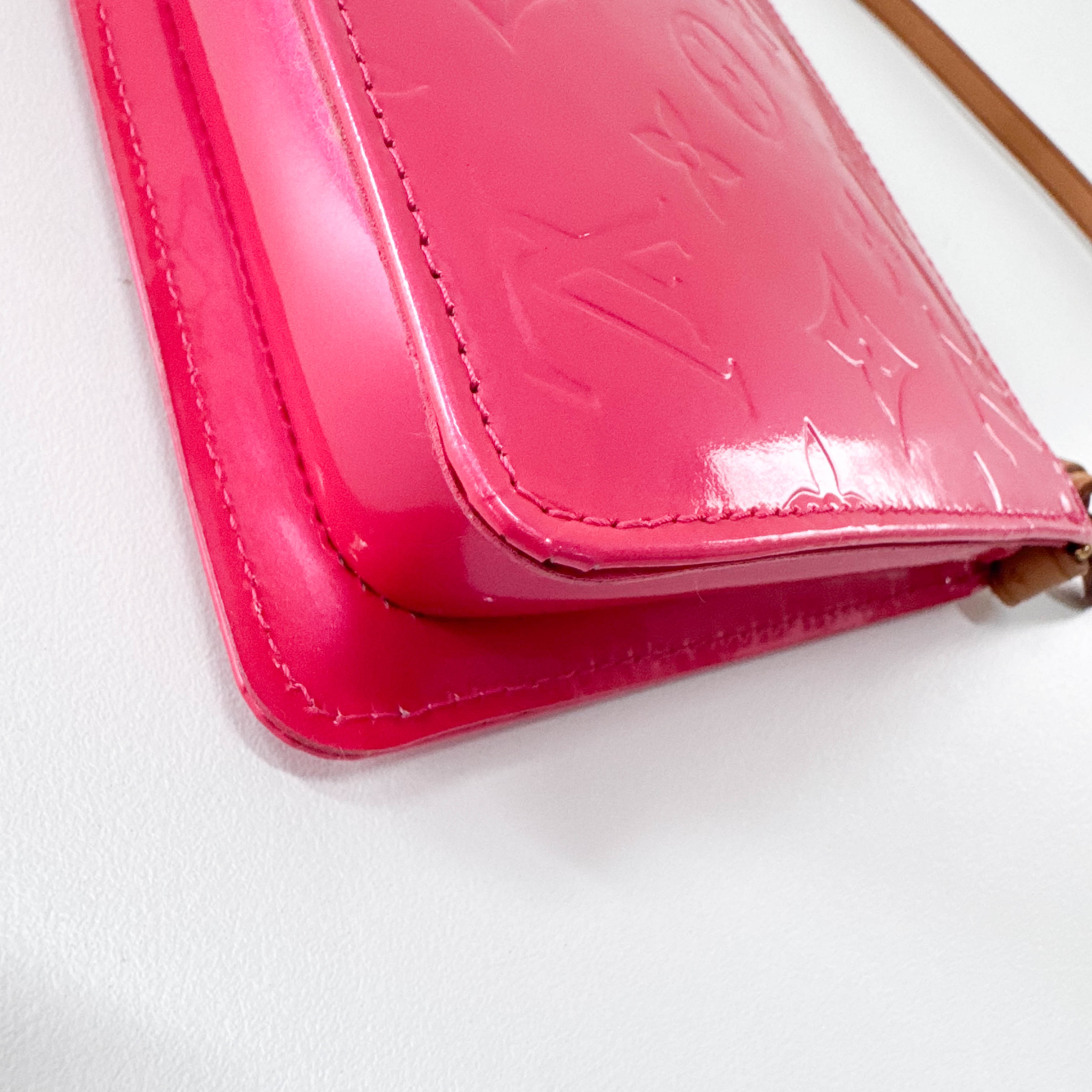 Vernis Lexington Pink Monogram Leather Pouch