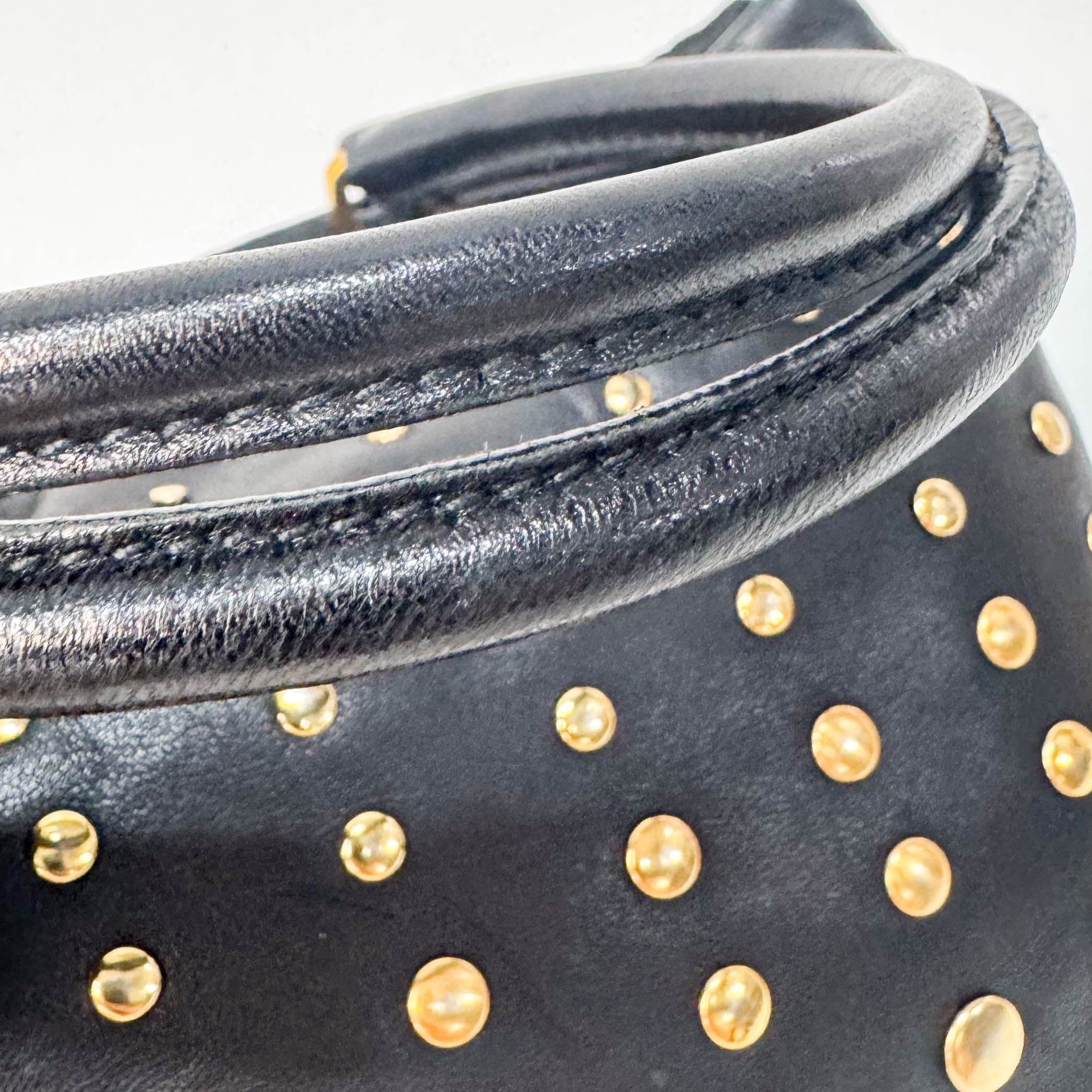Gold Studs Mini Leather Bag