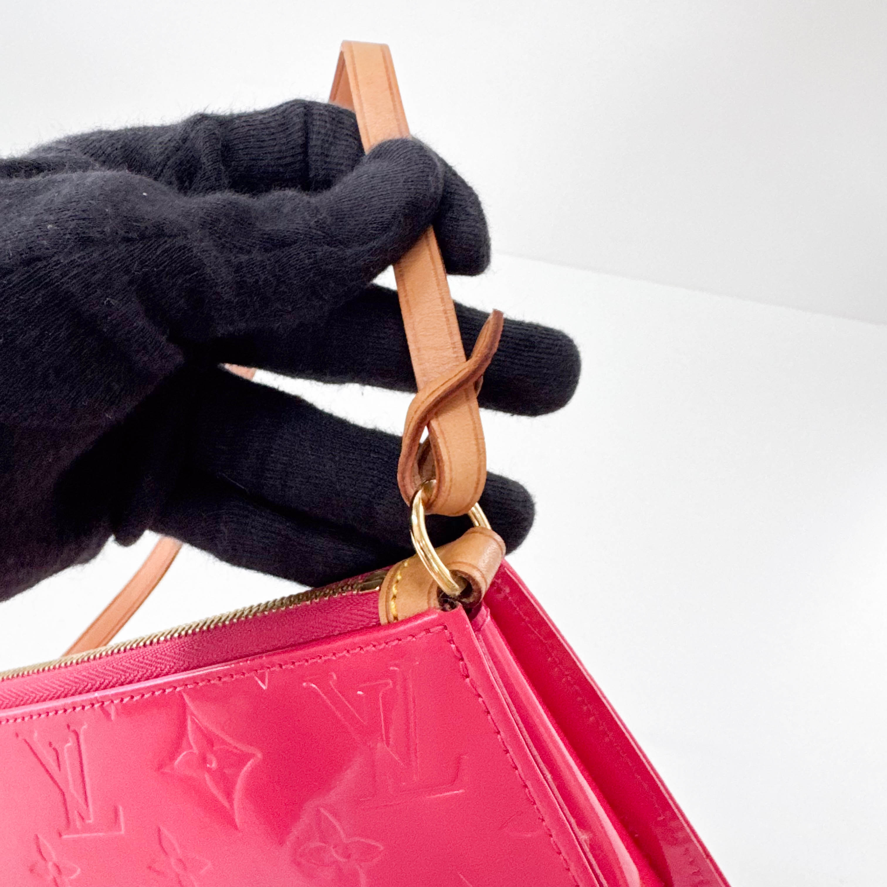 Vernis Lexington Pink Monogram Leather Pouch