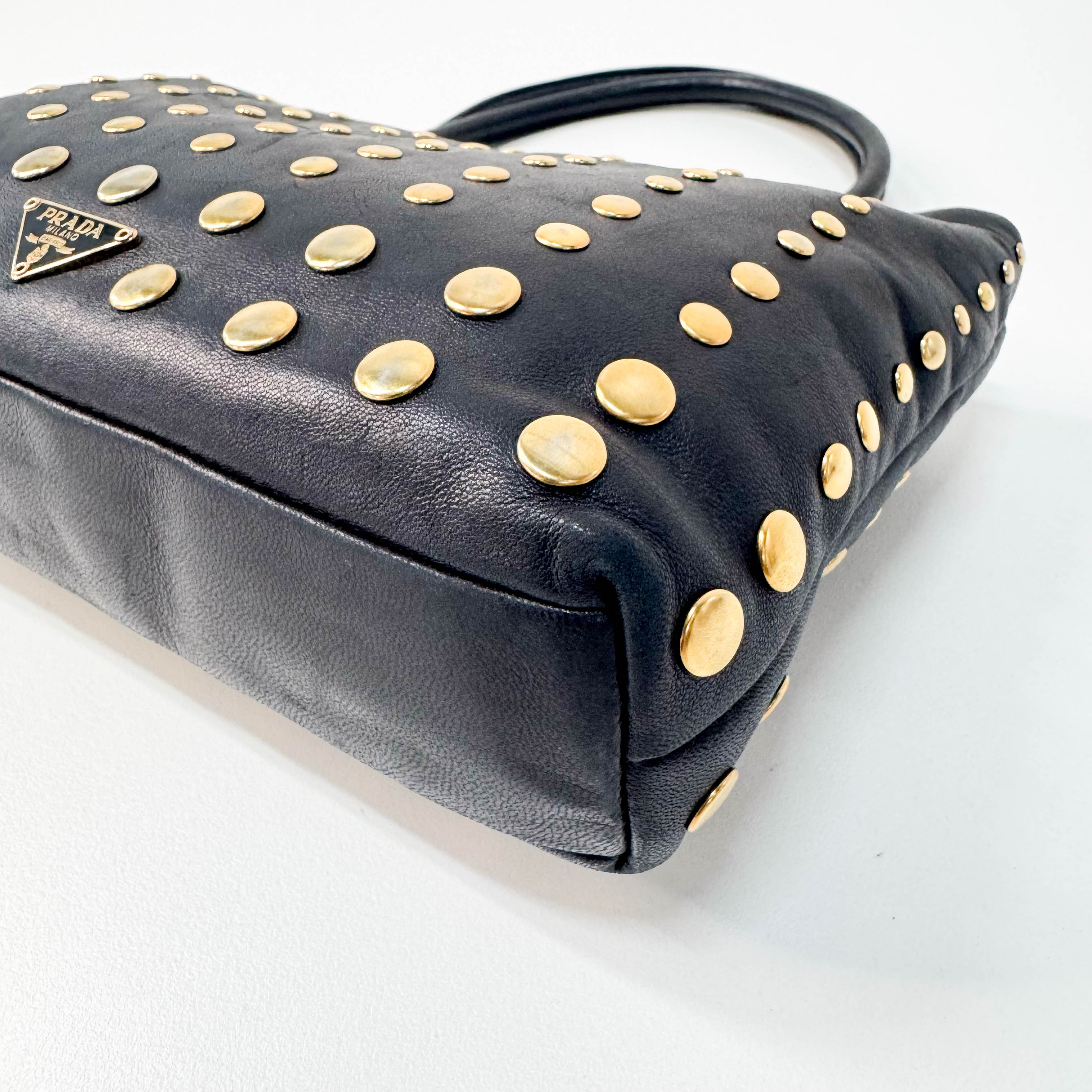Gold Studs Mini Leather Bag