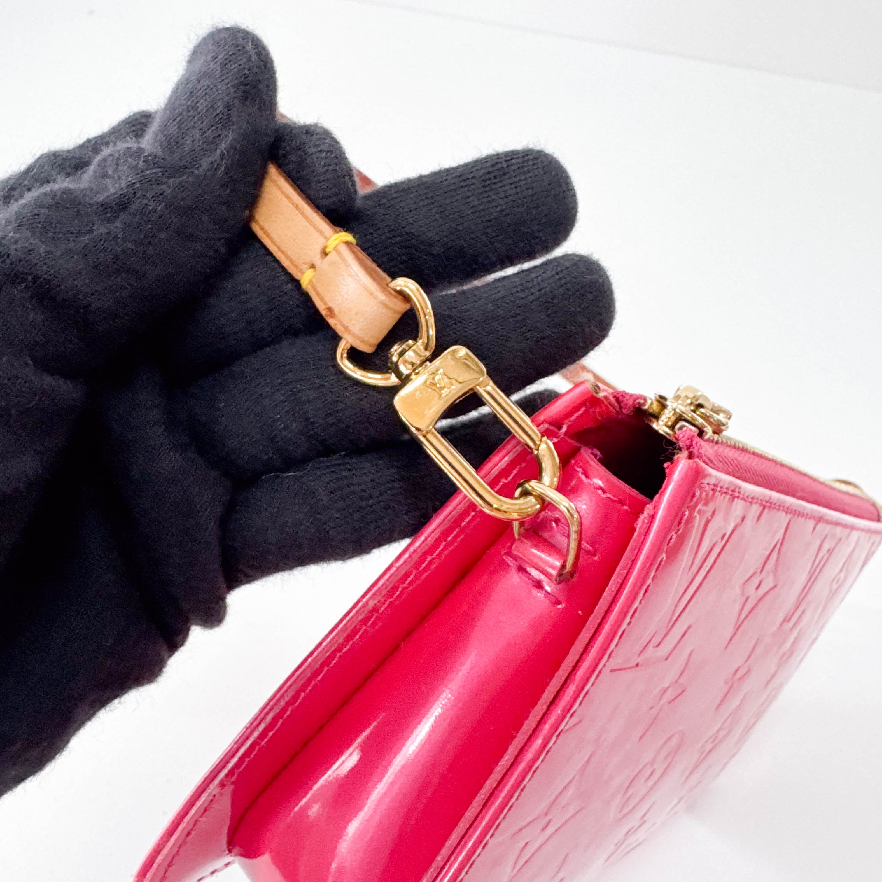 Vernis Lexington Pink Monogram Leather Pouch