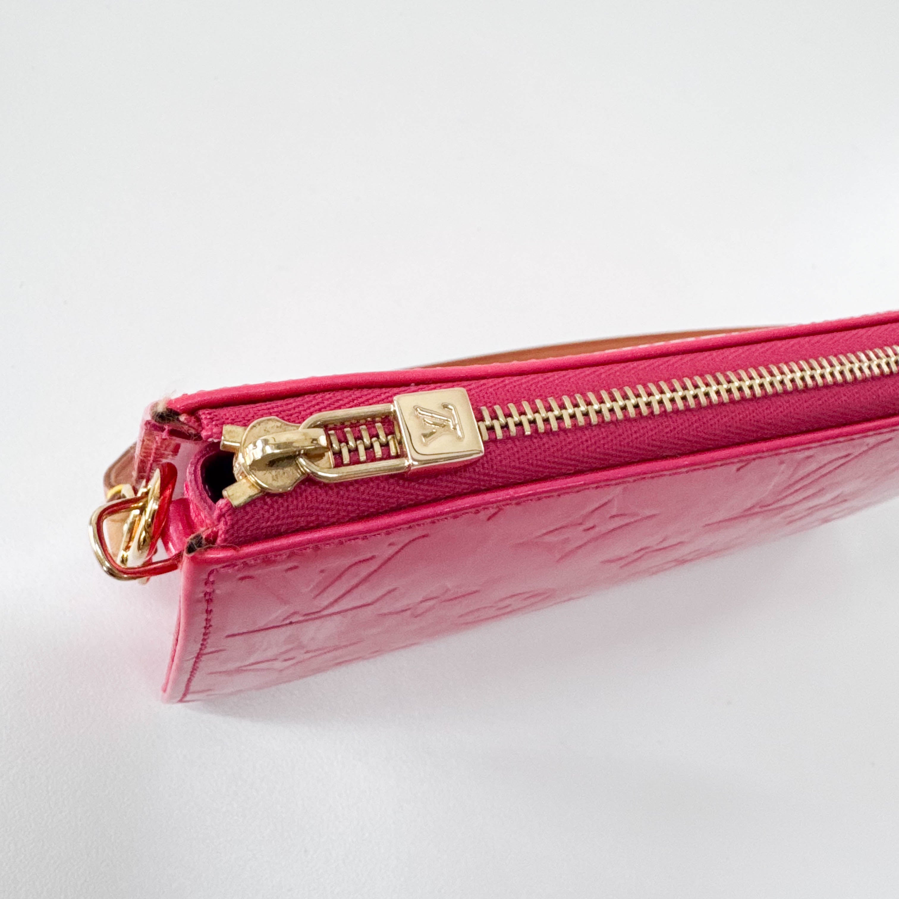 Vernis Lexington Pink Monogram Leather Pouch