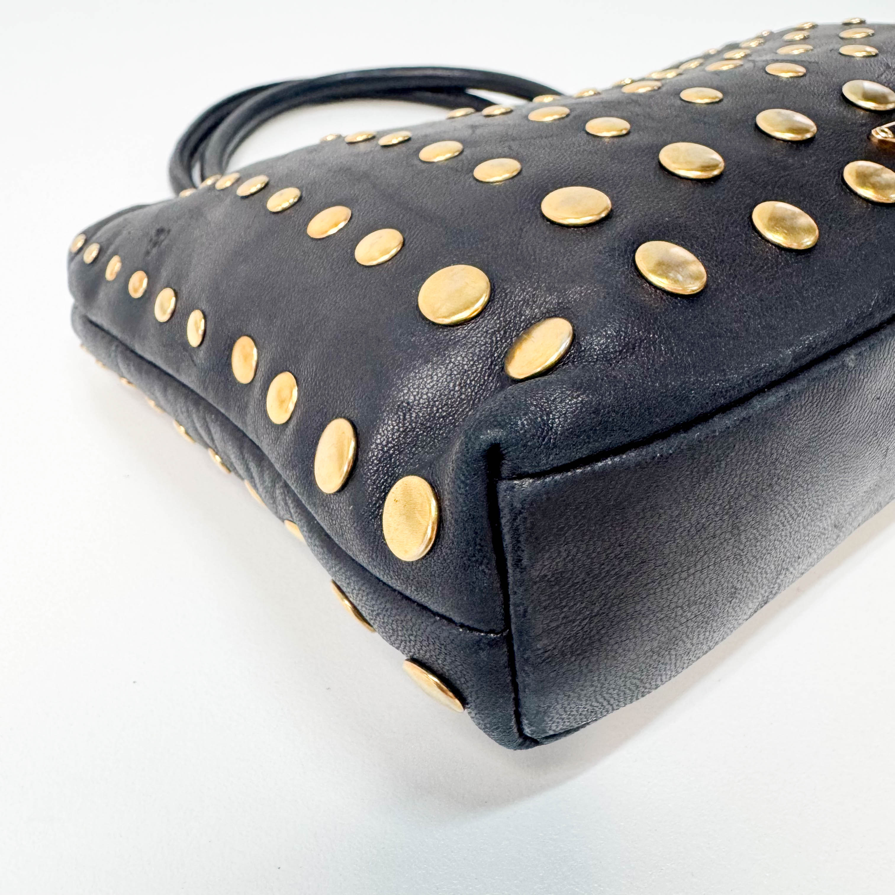 Gold Studs Mini Leather Bag