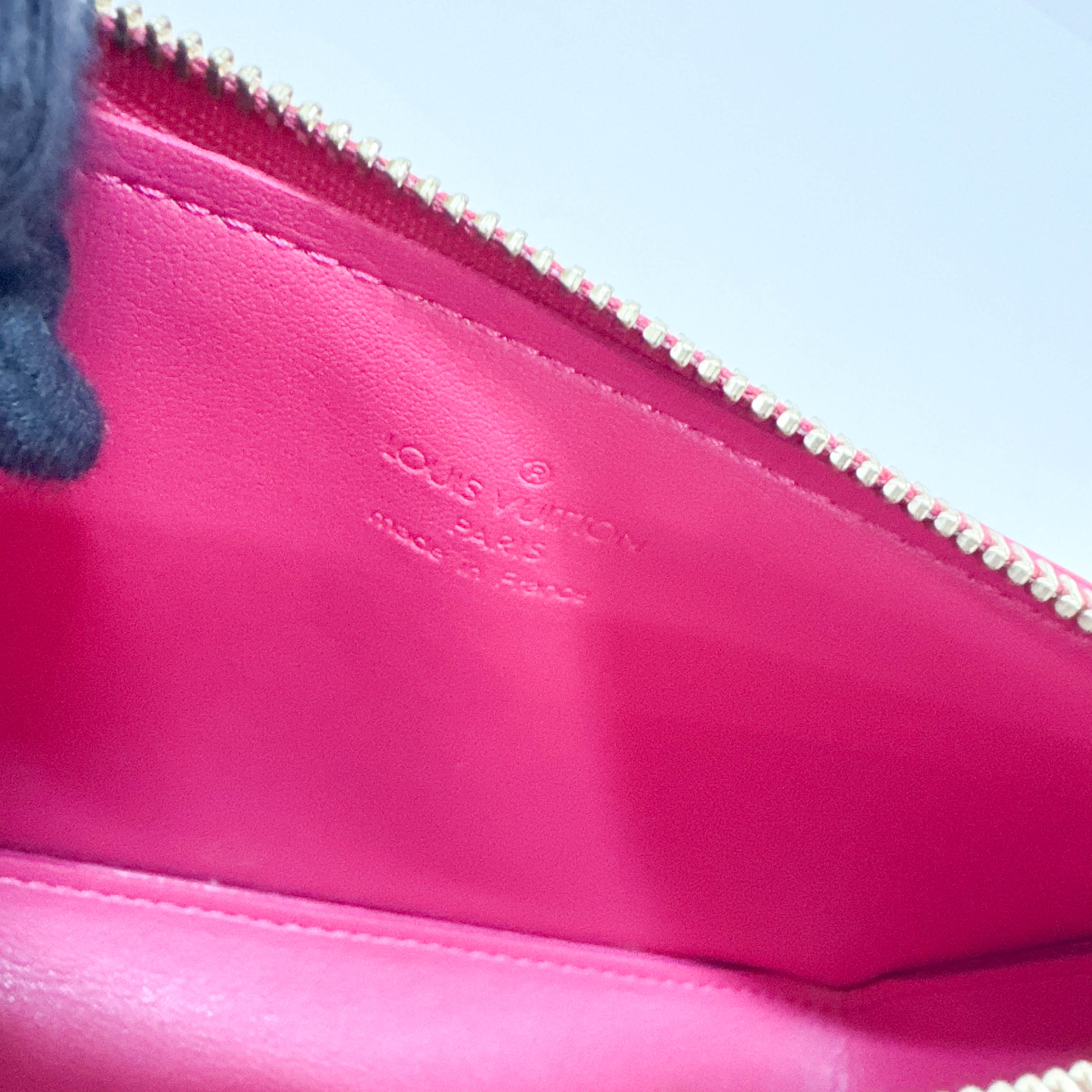 Vernis Lexington Pink Monogram Leather Pouch