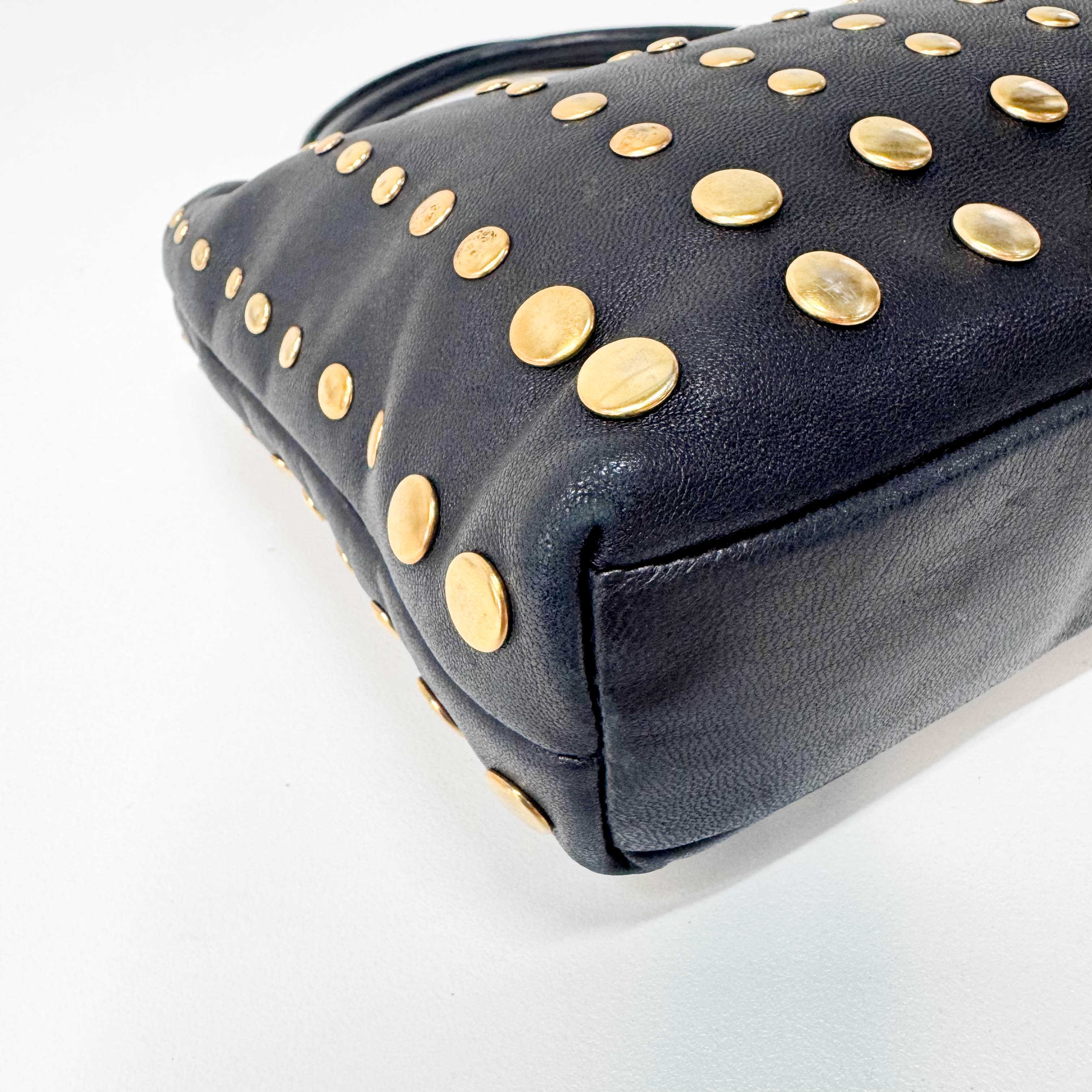 Gold Studs Mini Leather Bag