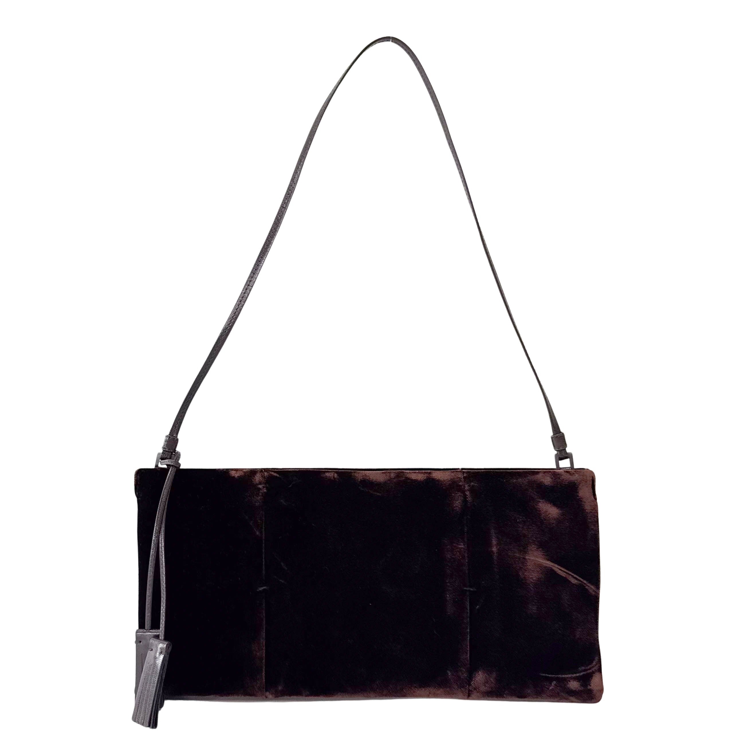 Brown Velvet Shoulder Bag