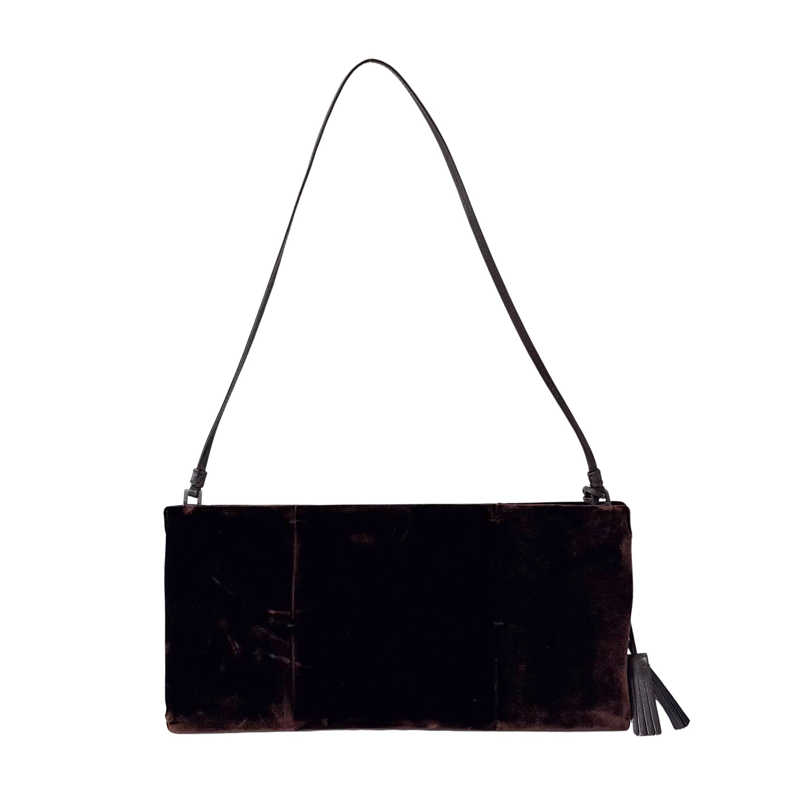 Brown Velvet Shoulder Bag