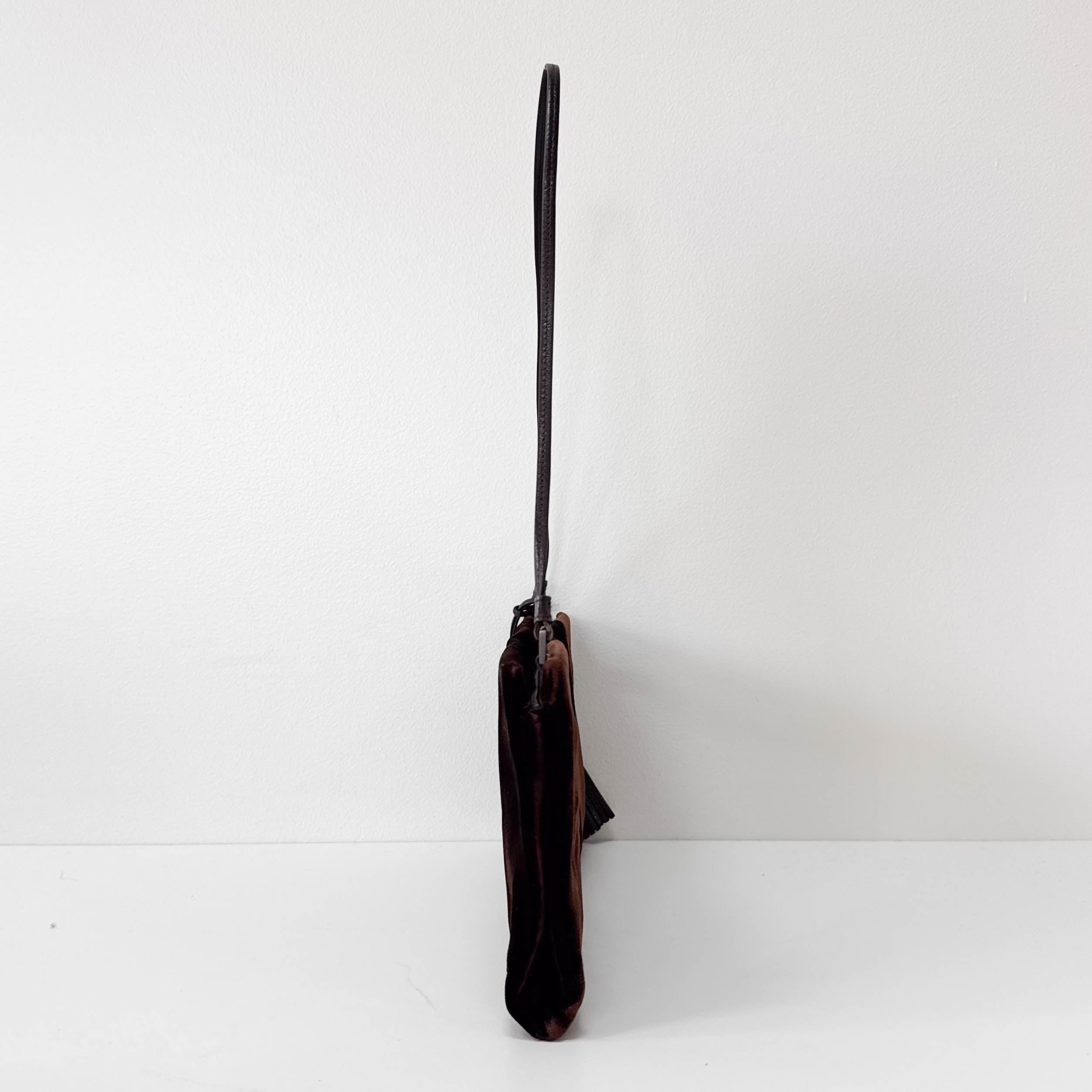 Brown Velvet Shoulder Bag