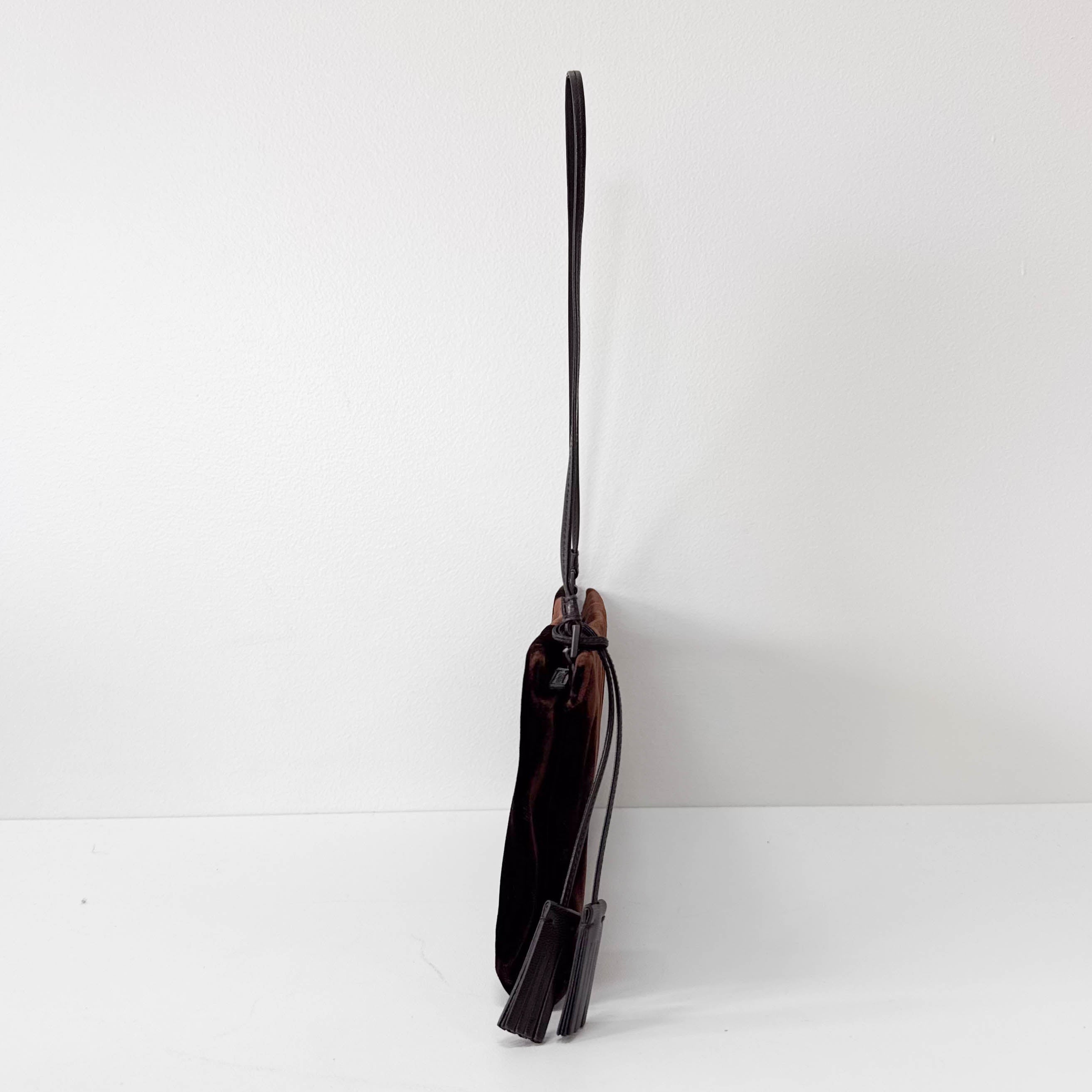 Brown Velvet Shoulder Bag