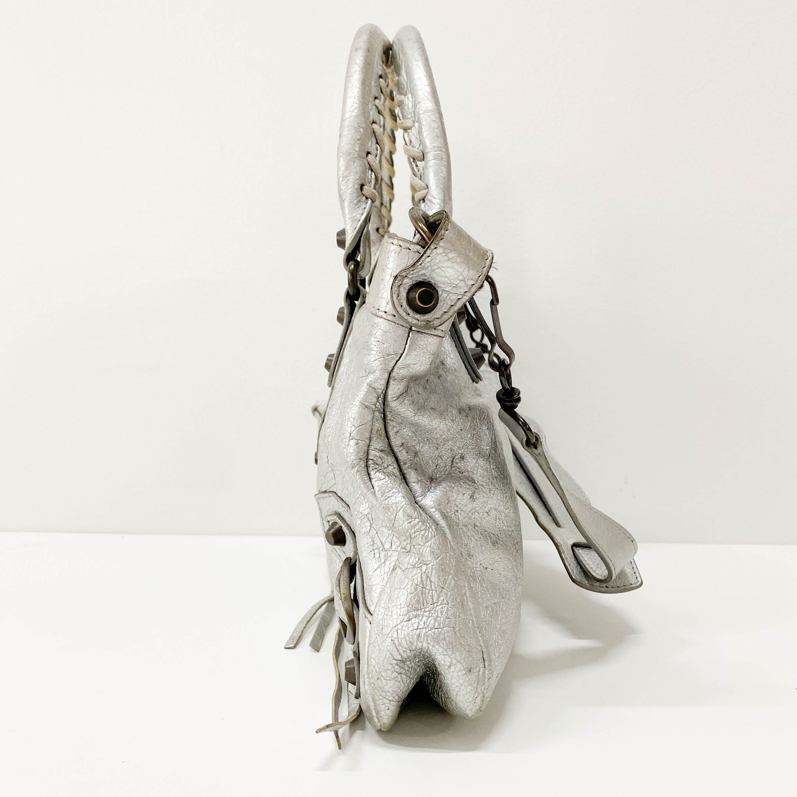 The First Silver Leather 2 Way Bag