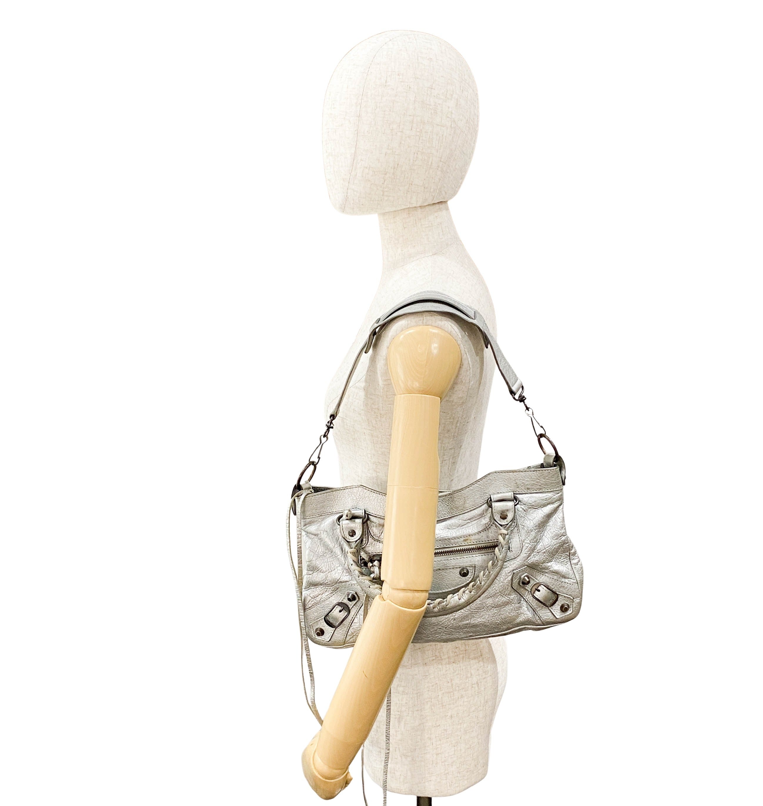 The First Silver Leather 2 Way Bag