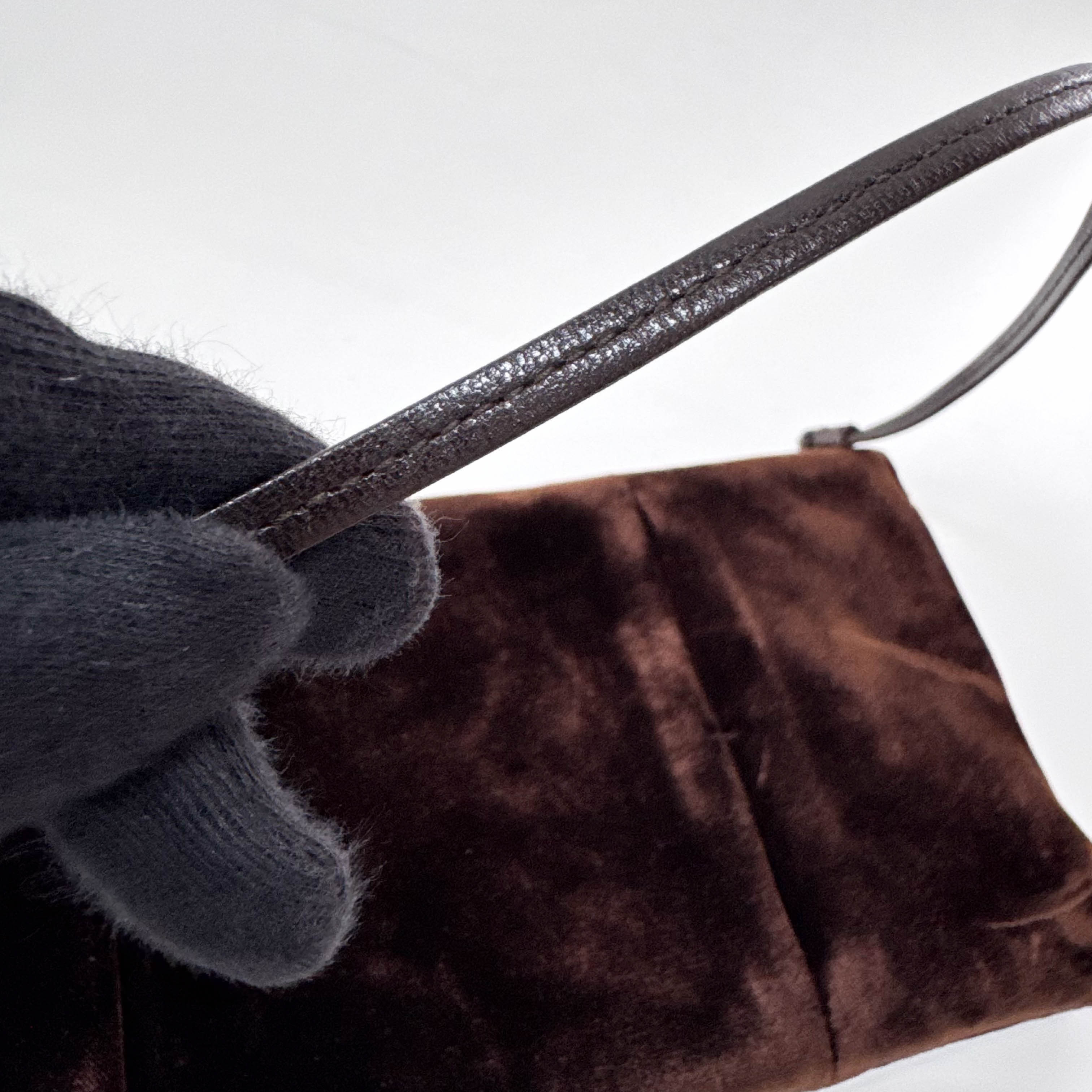 Brown Velvet Shoulder Bag