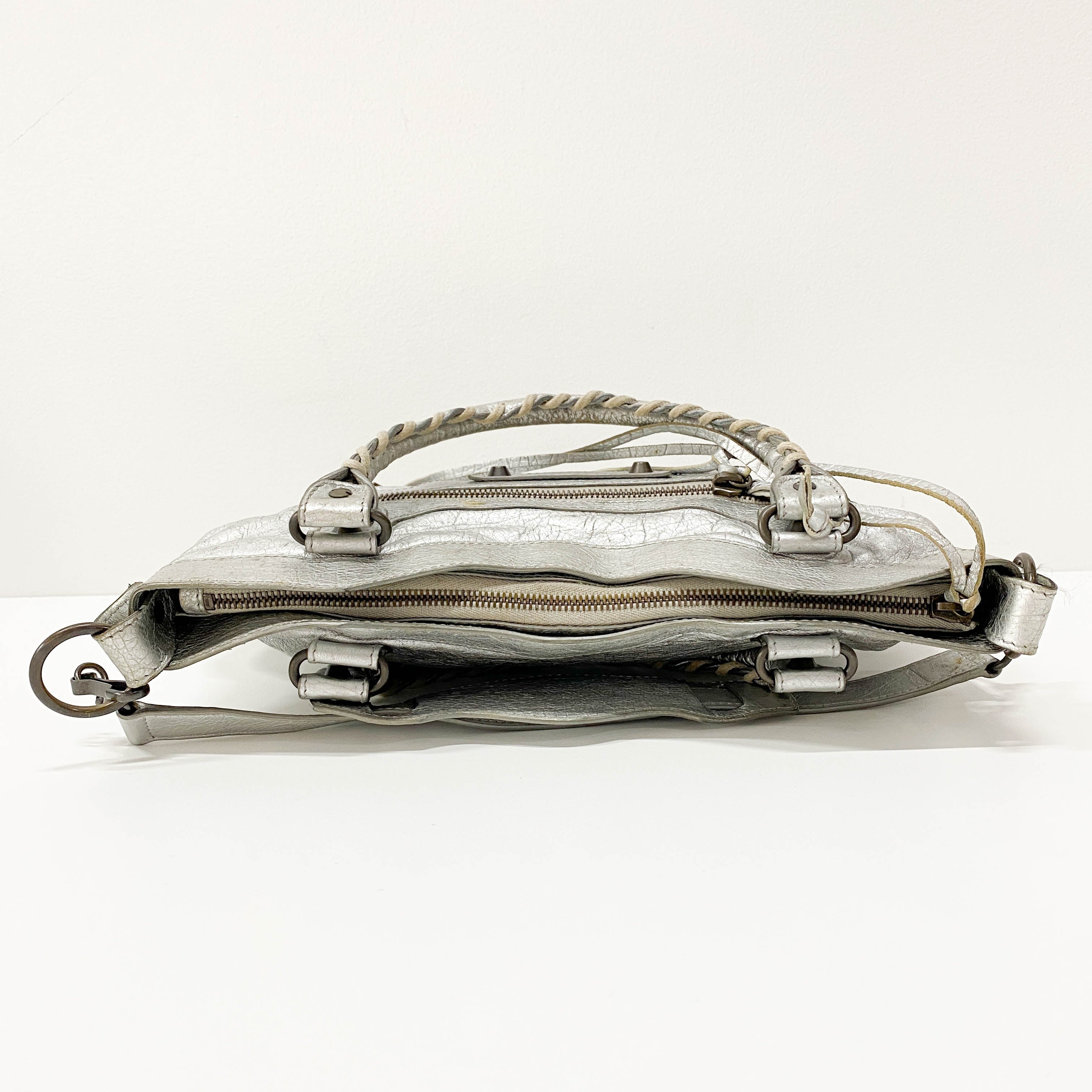 The First Silver Leather 2 Way Bag