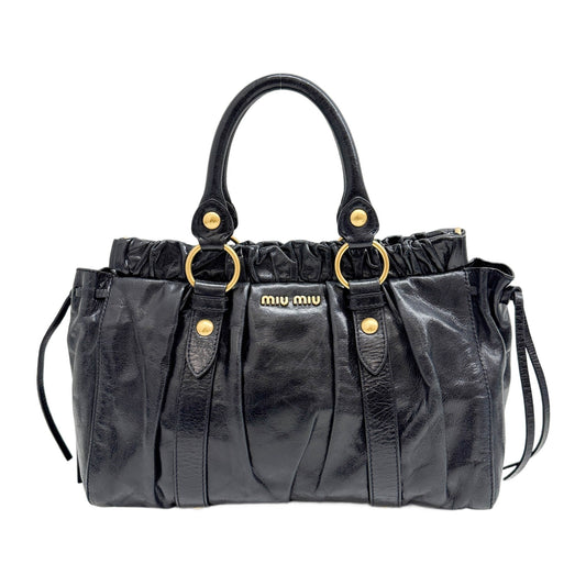 Vitello Black Leather Two Way Bag