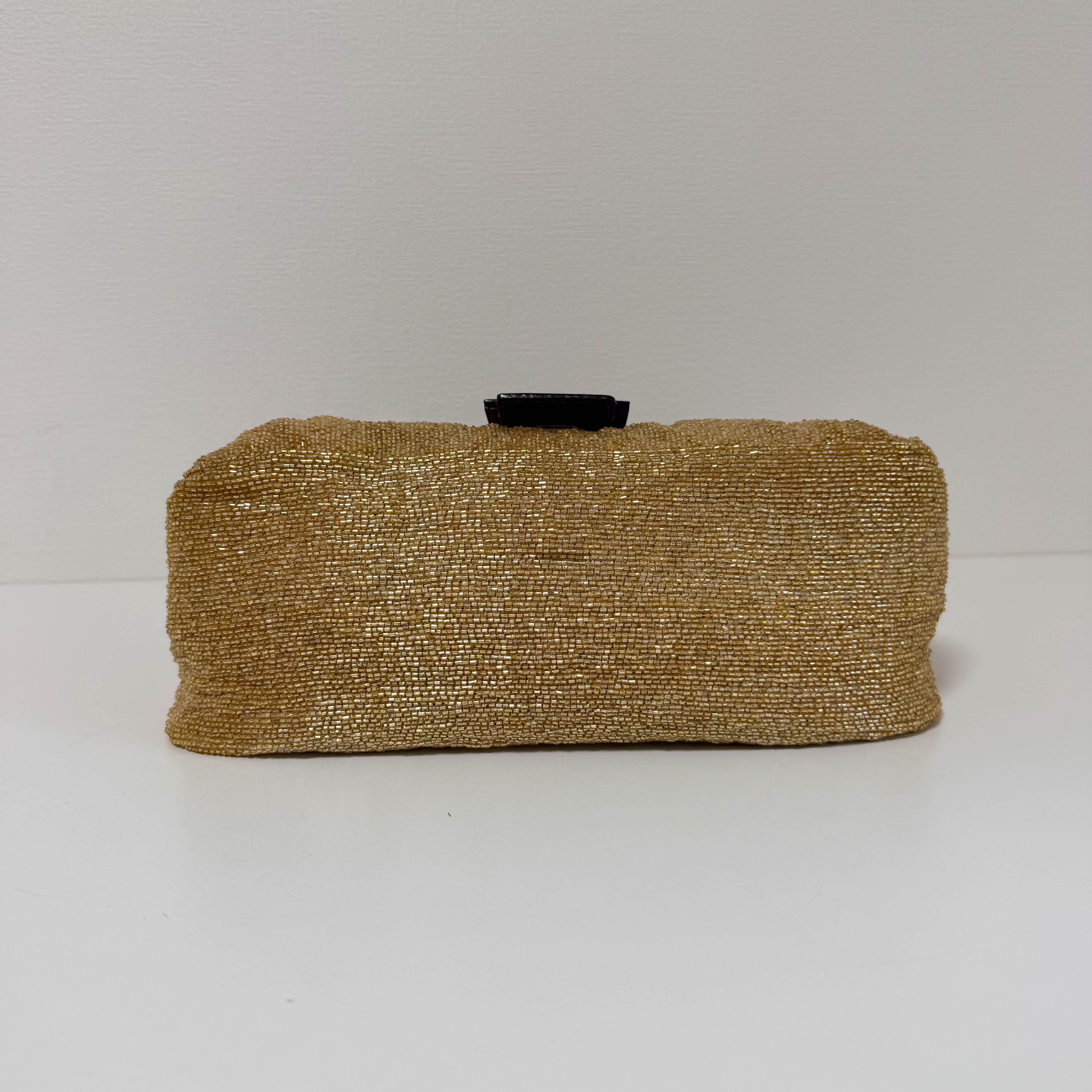 Mamma Baguette Gold Beaded Shoulder Bag