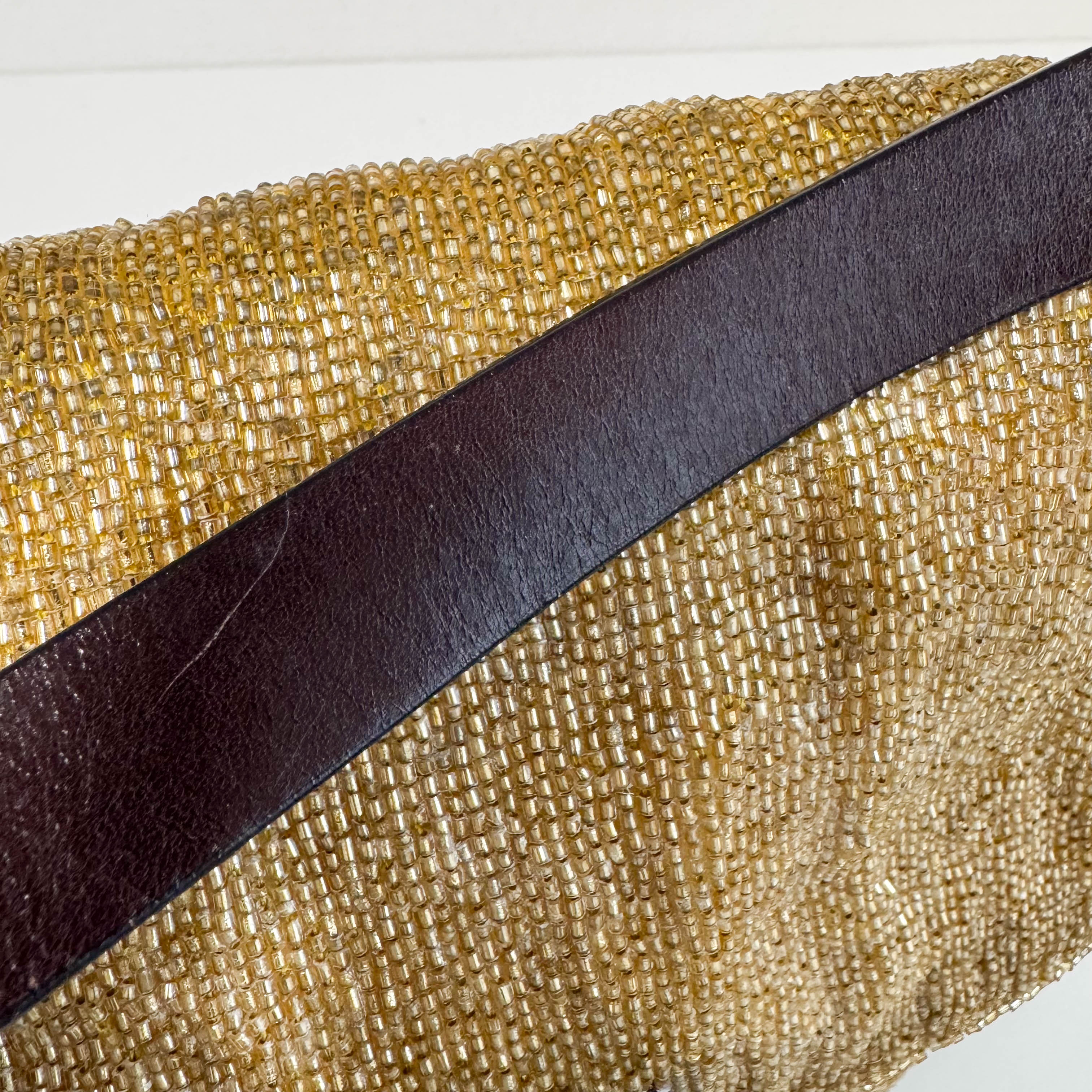 Mamma Baguette Gold Beaded Shoulder Bag