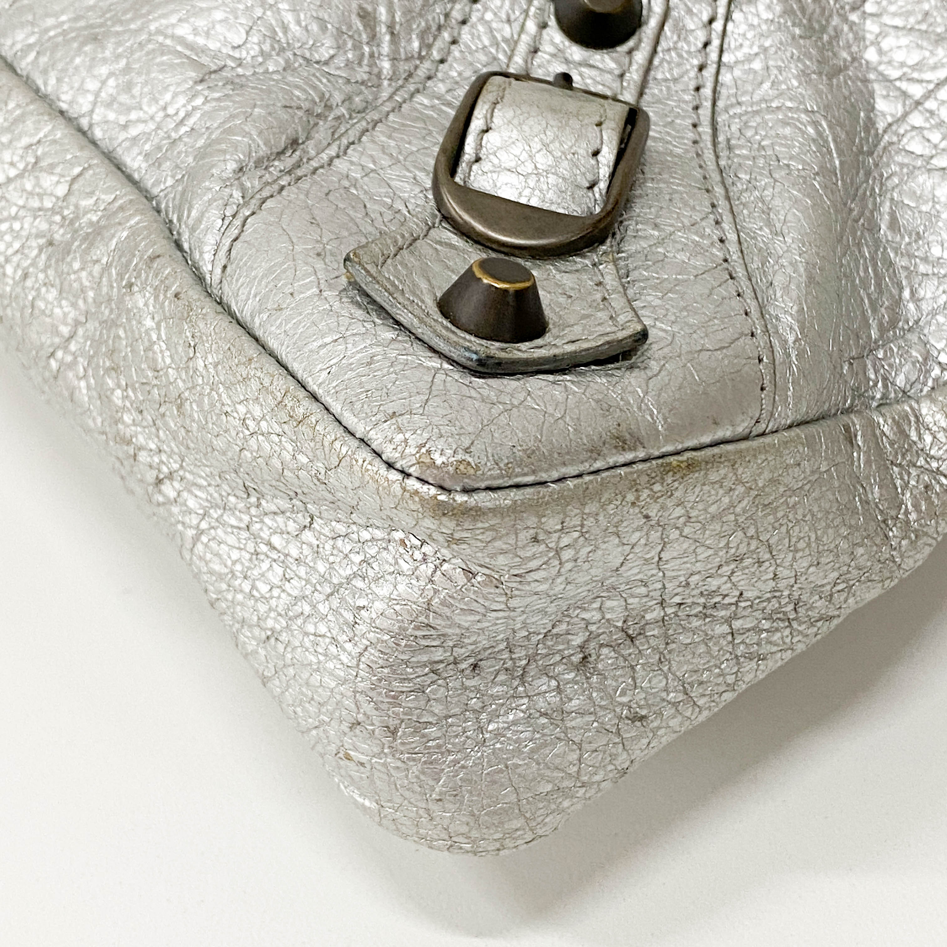 The First Silver Leather 2 Way Bag