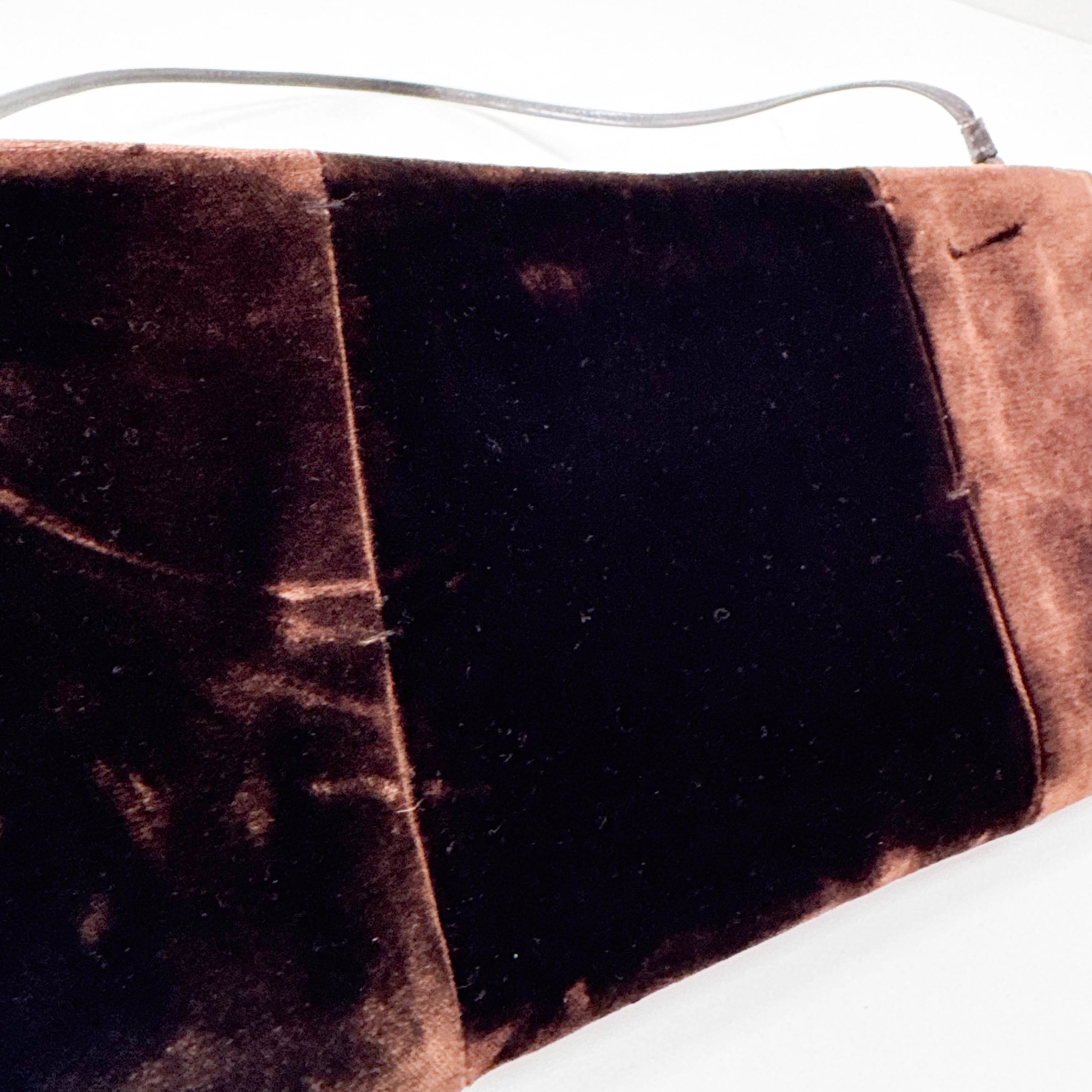 Brown Velvet Shoulder Bag