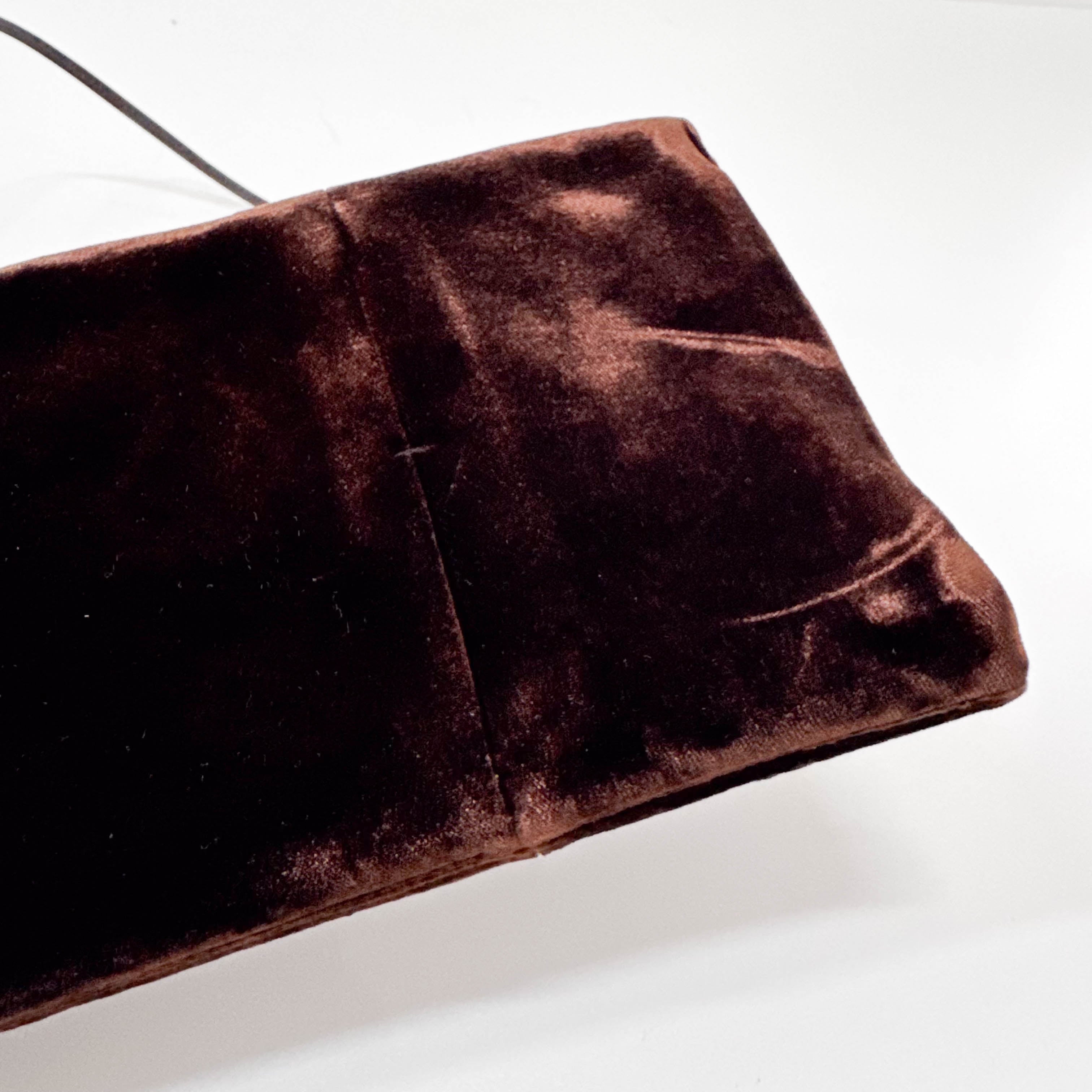 Brown Velvet Shoulder Bag