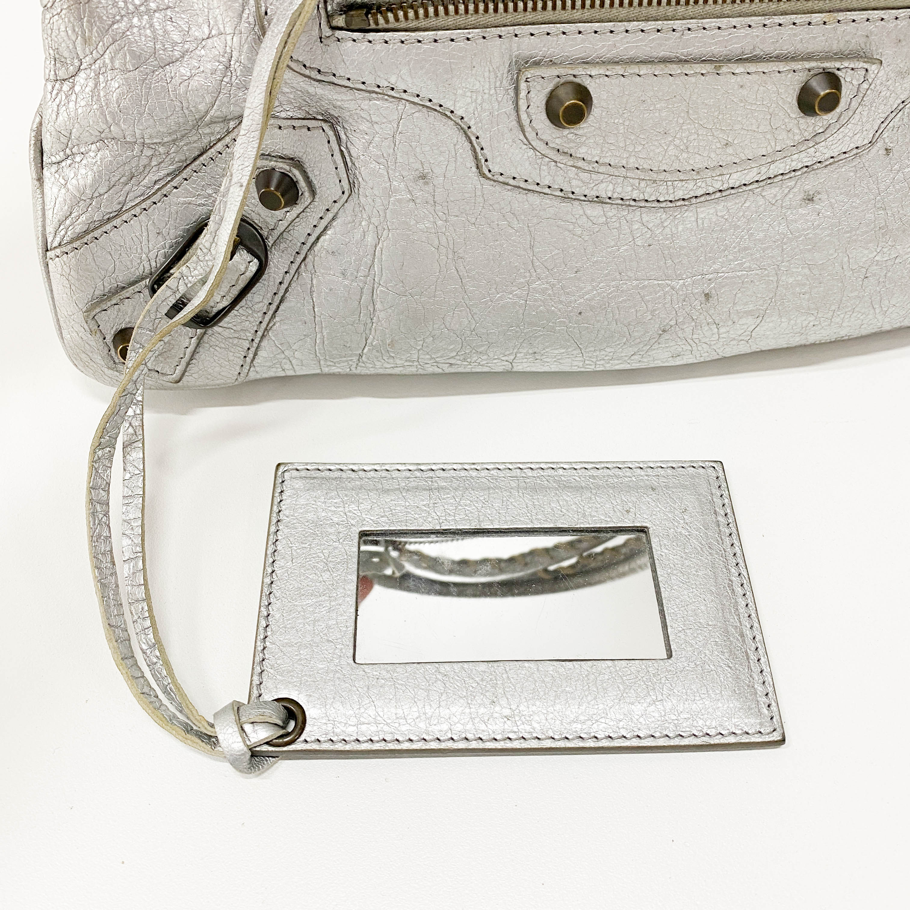 The First Silver Leather 2 Way Bag