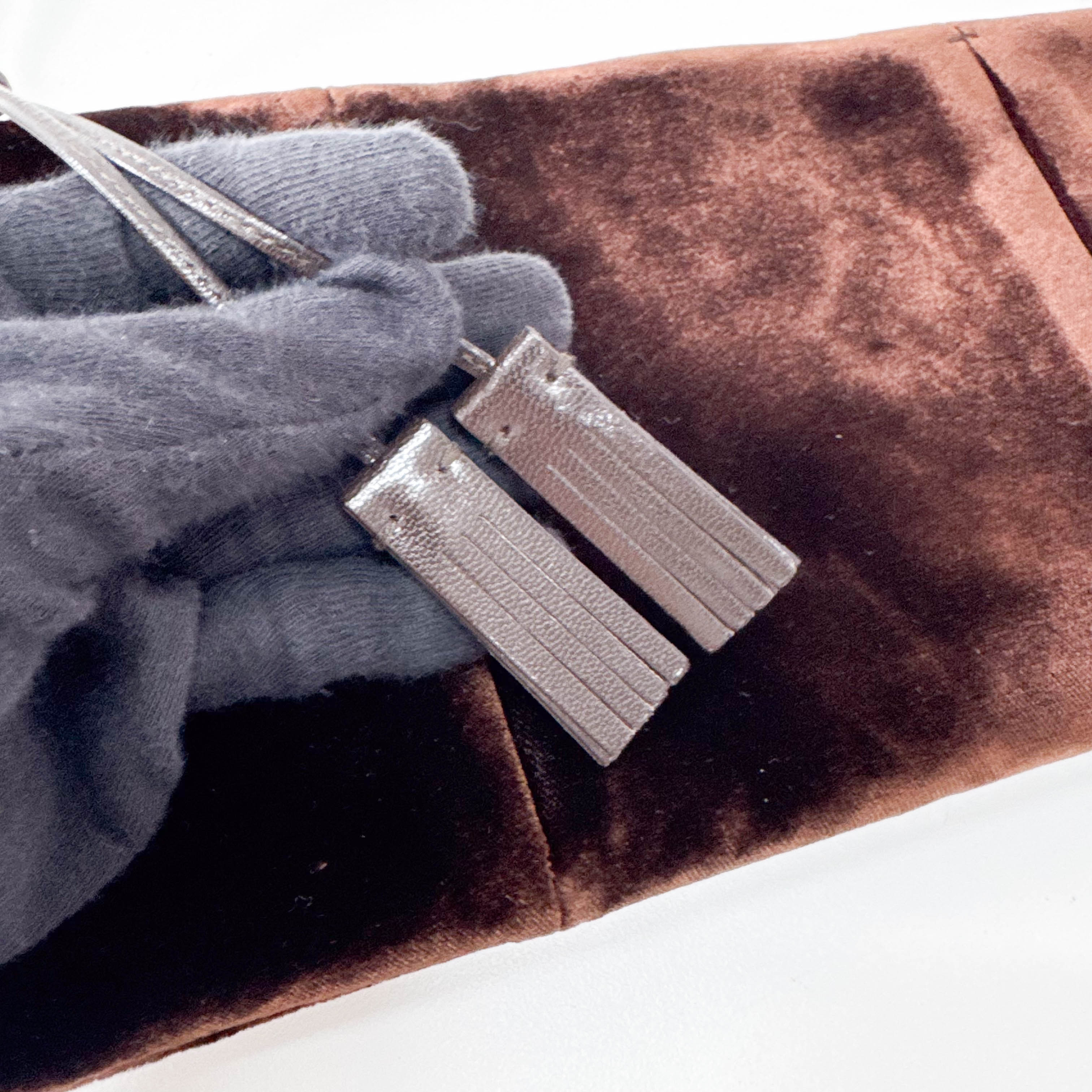 Brown Velvet Shoulder Bag