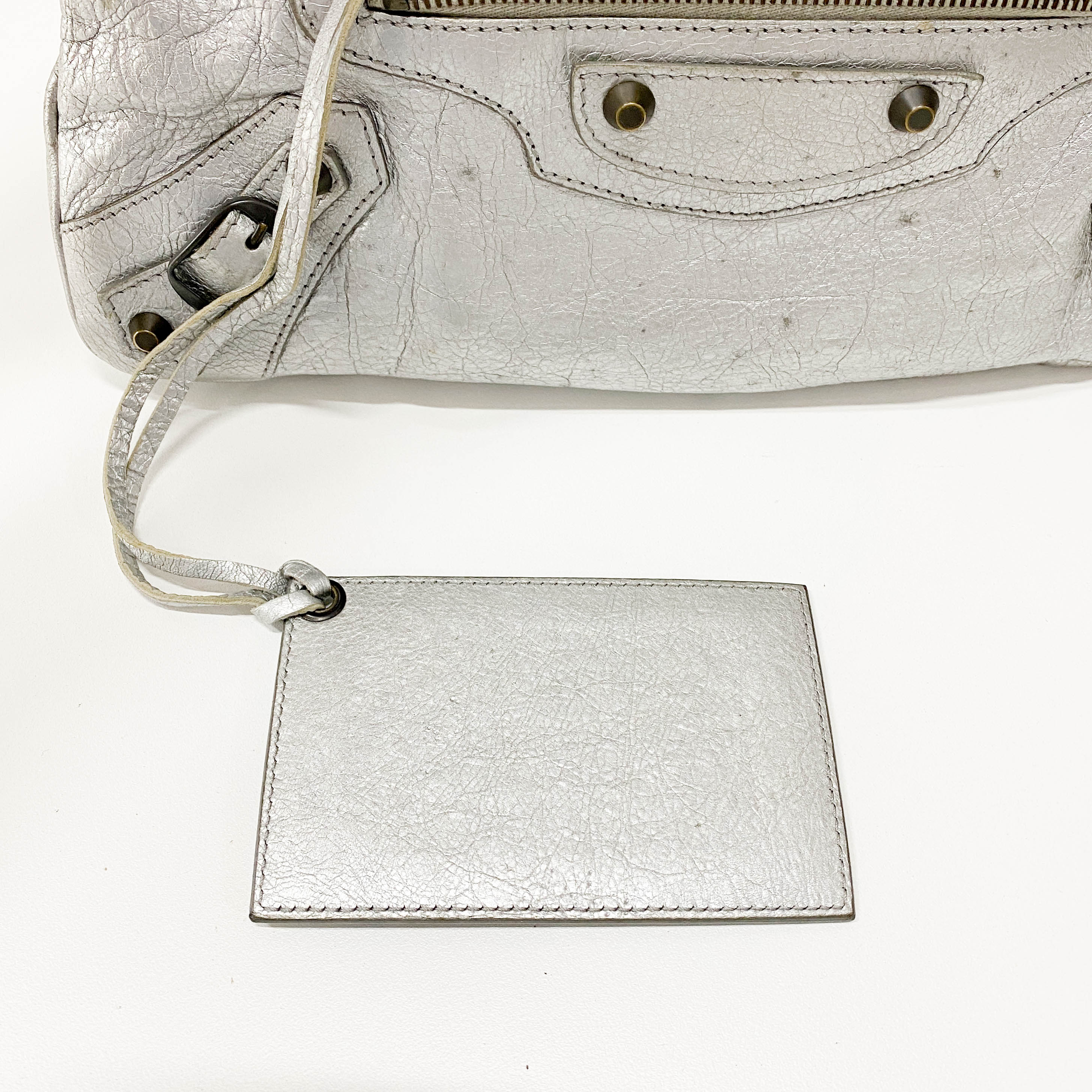 The First Silver Leather 2 Way Bag