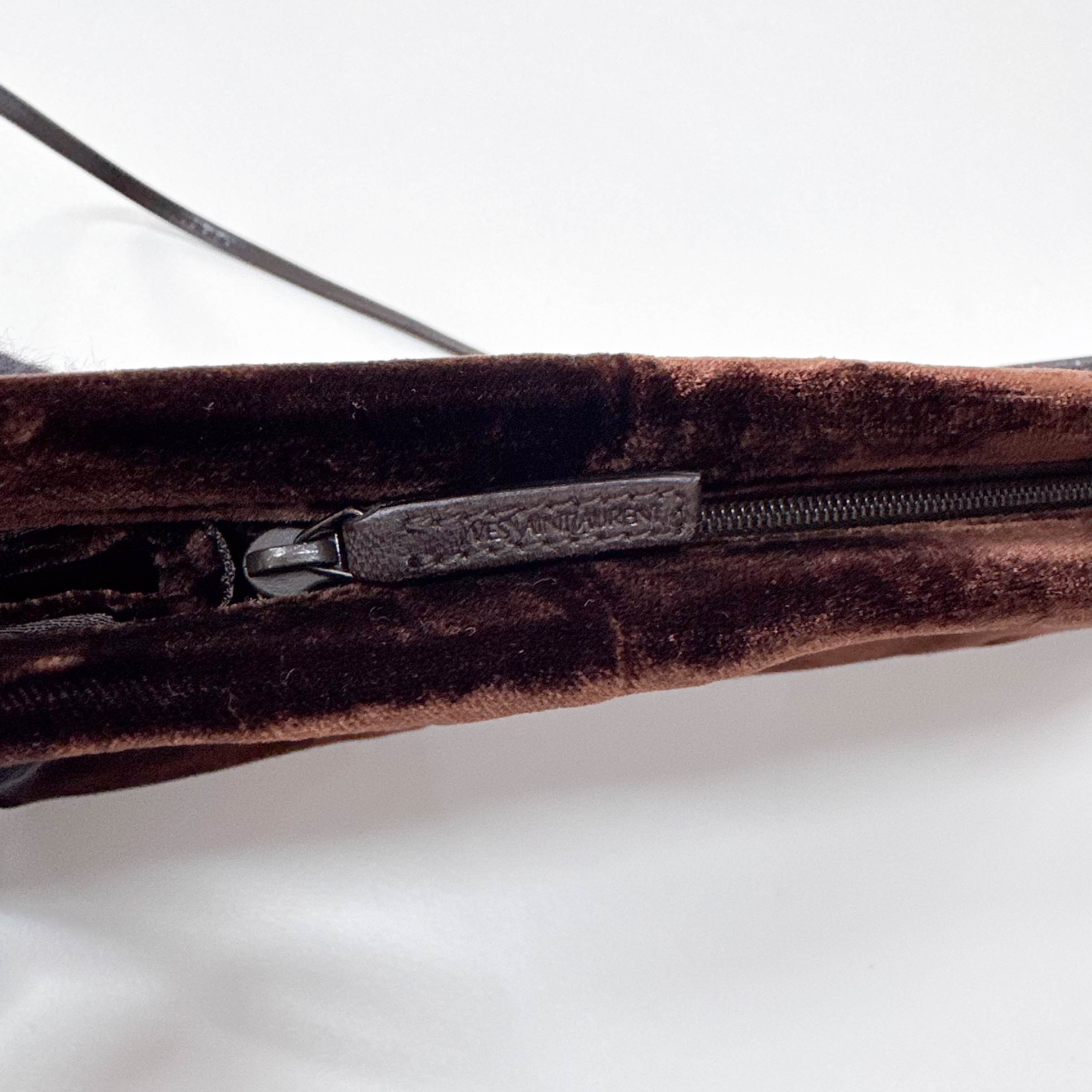 Brown Velvet Shoulder Bag