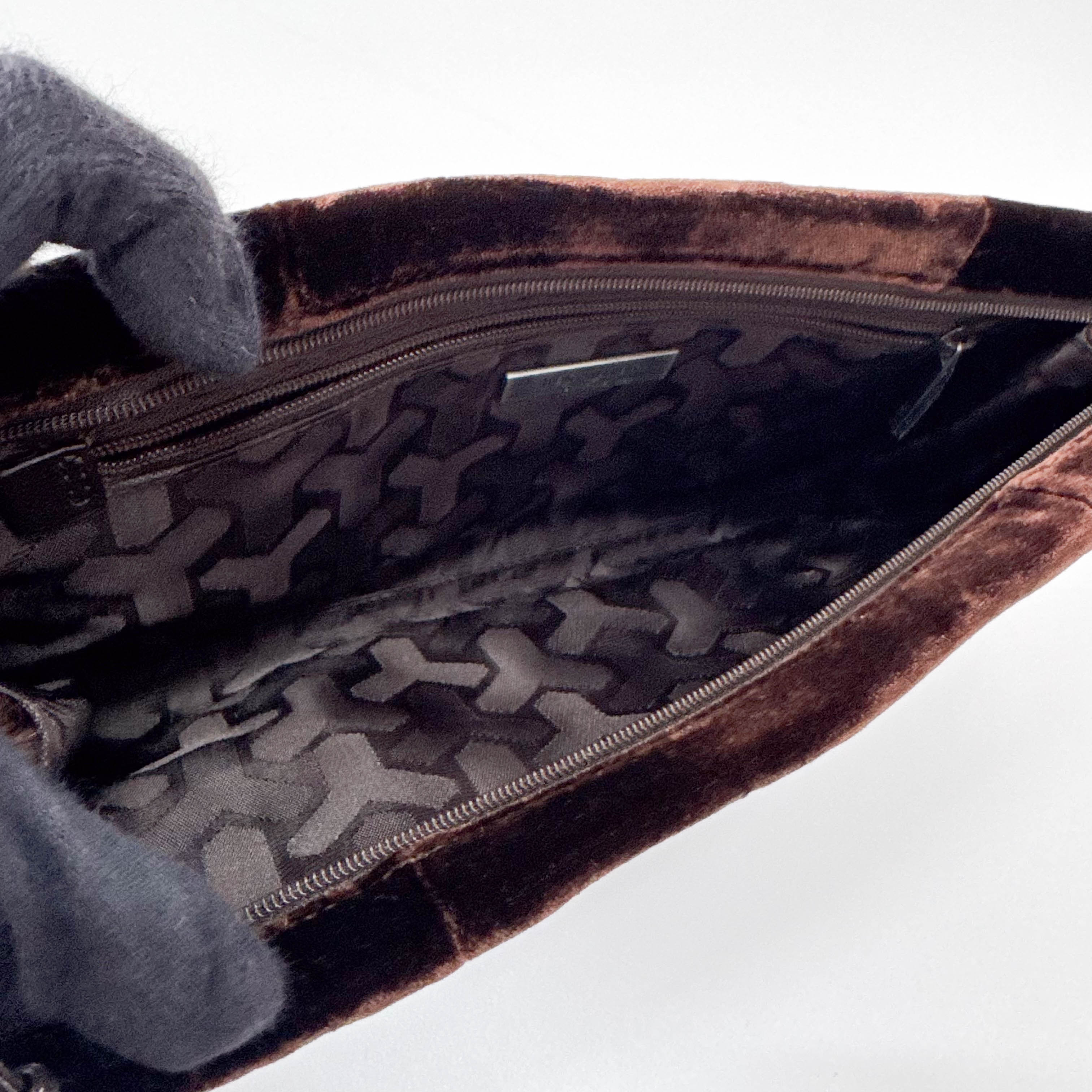 Brown Velvet Shoulder Bag