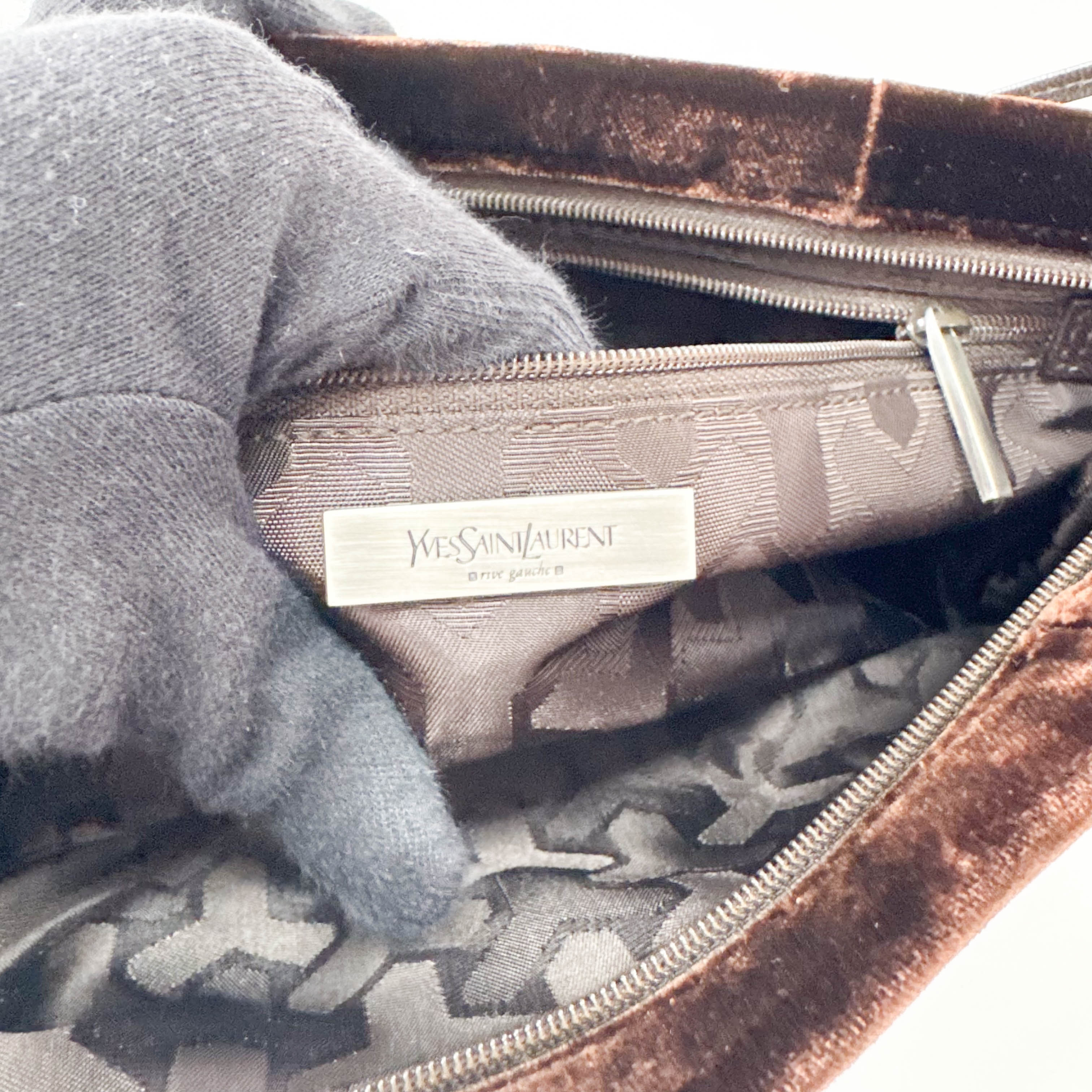 Brown Velvet Shoulder Bag