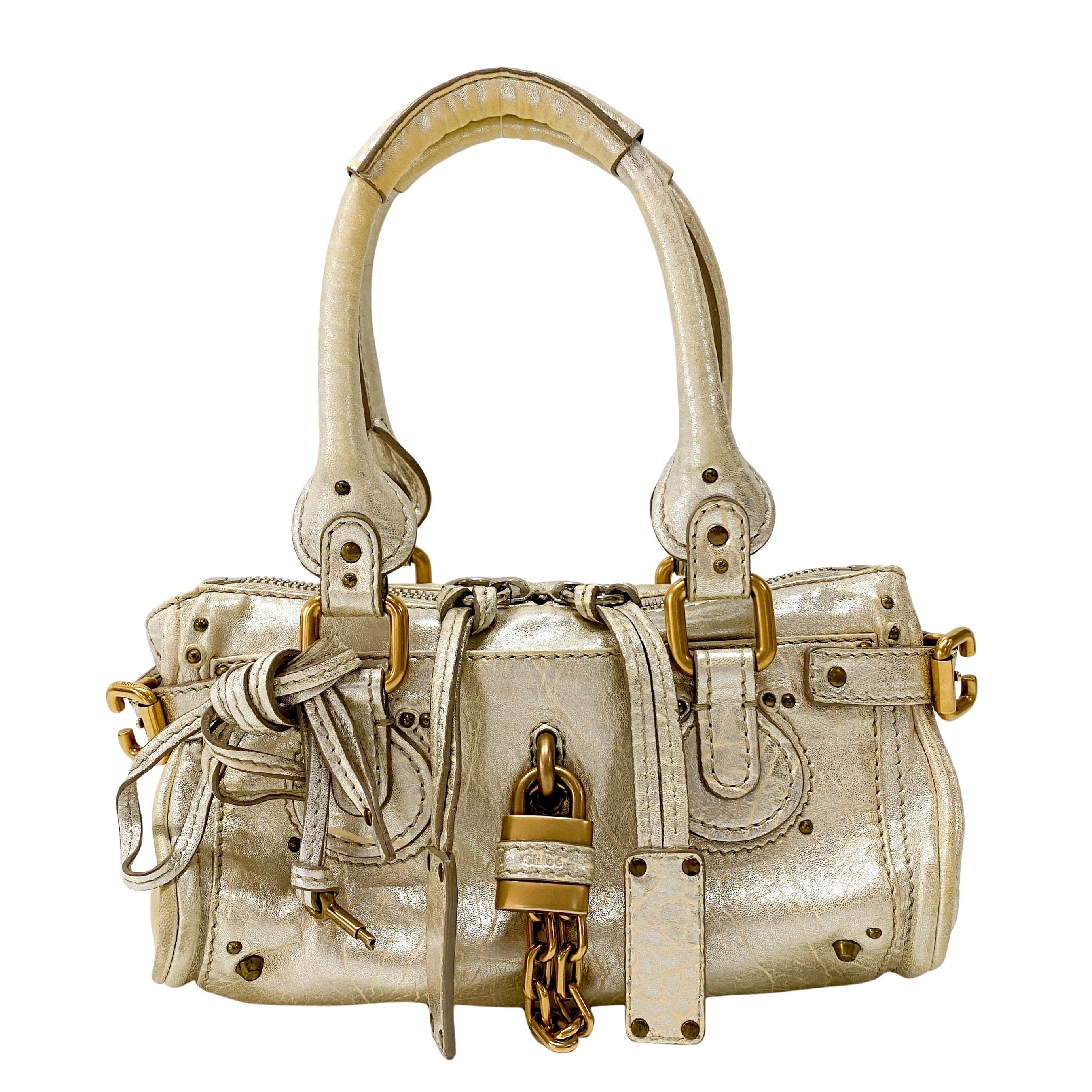 Paddington Mini Gold Leather Shoulder Bag