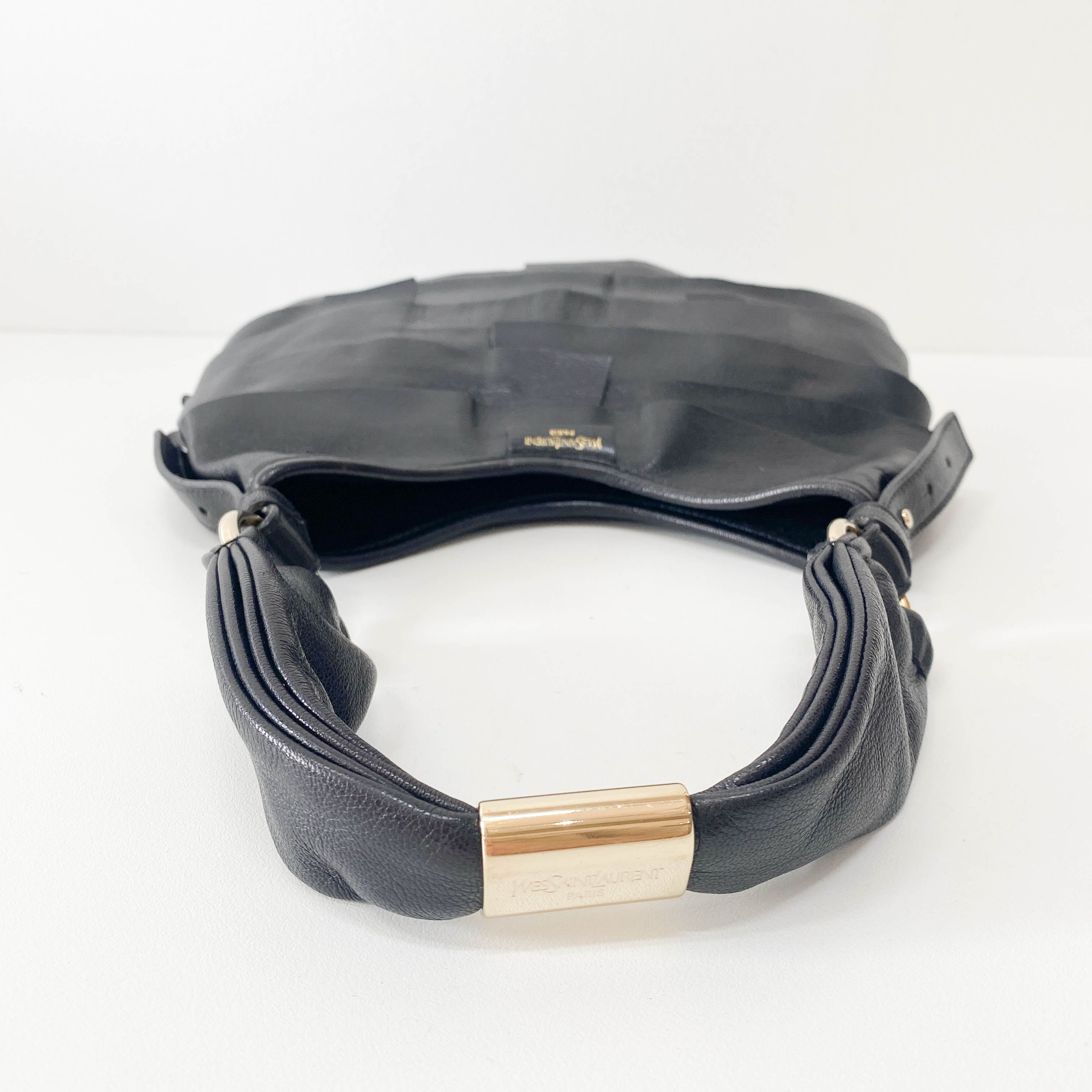Rive Gauche Fringe Small Black Leather Shoulder Bag