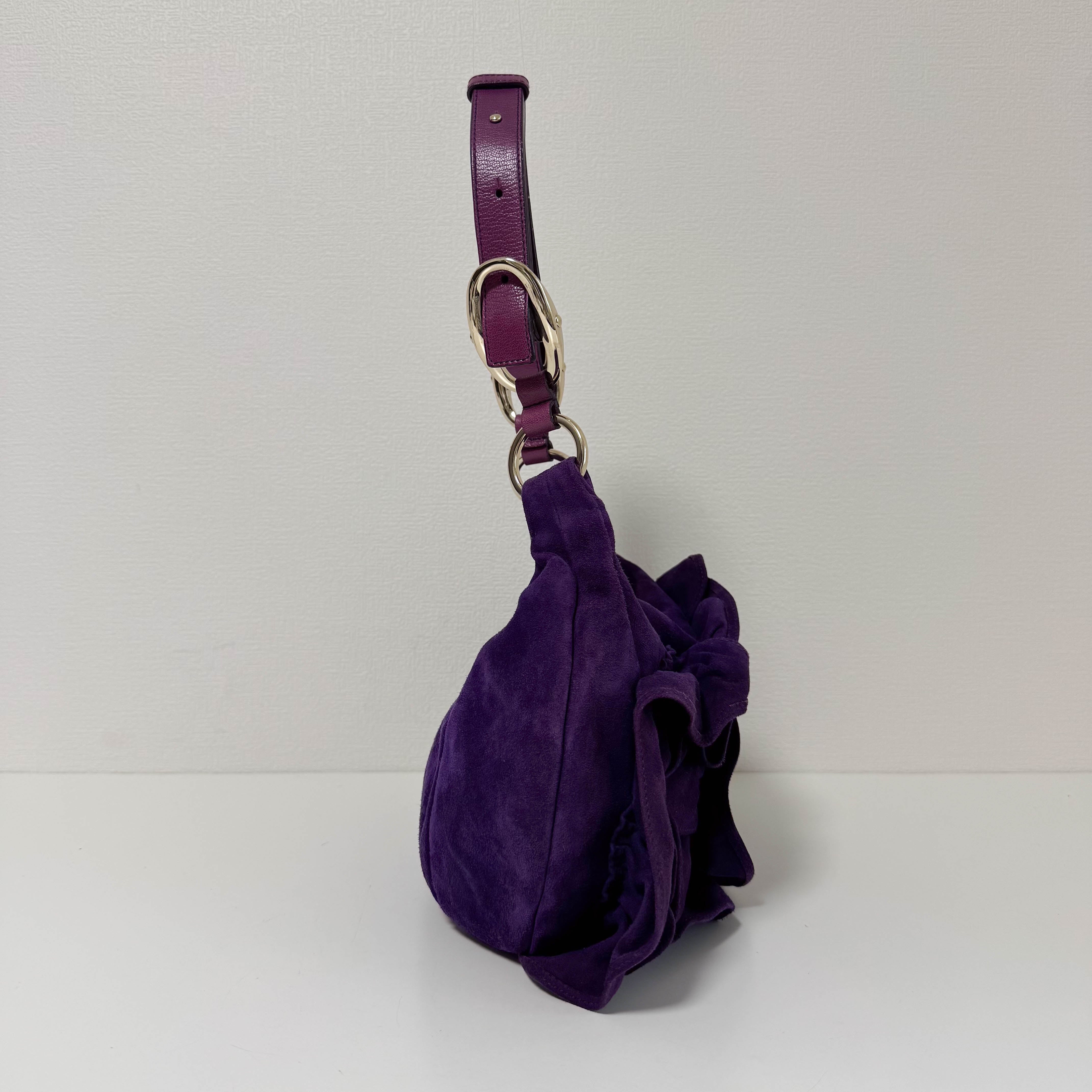 YSL Rive Gauche Purple Suede Shoulder Bag