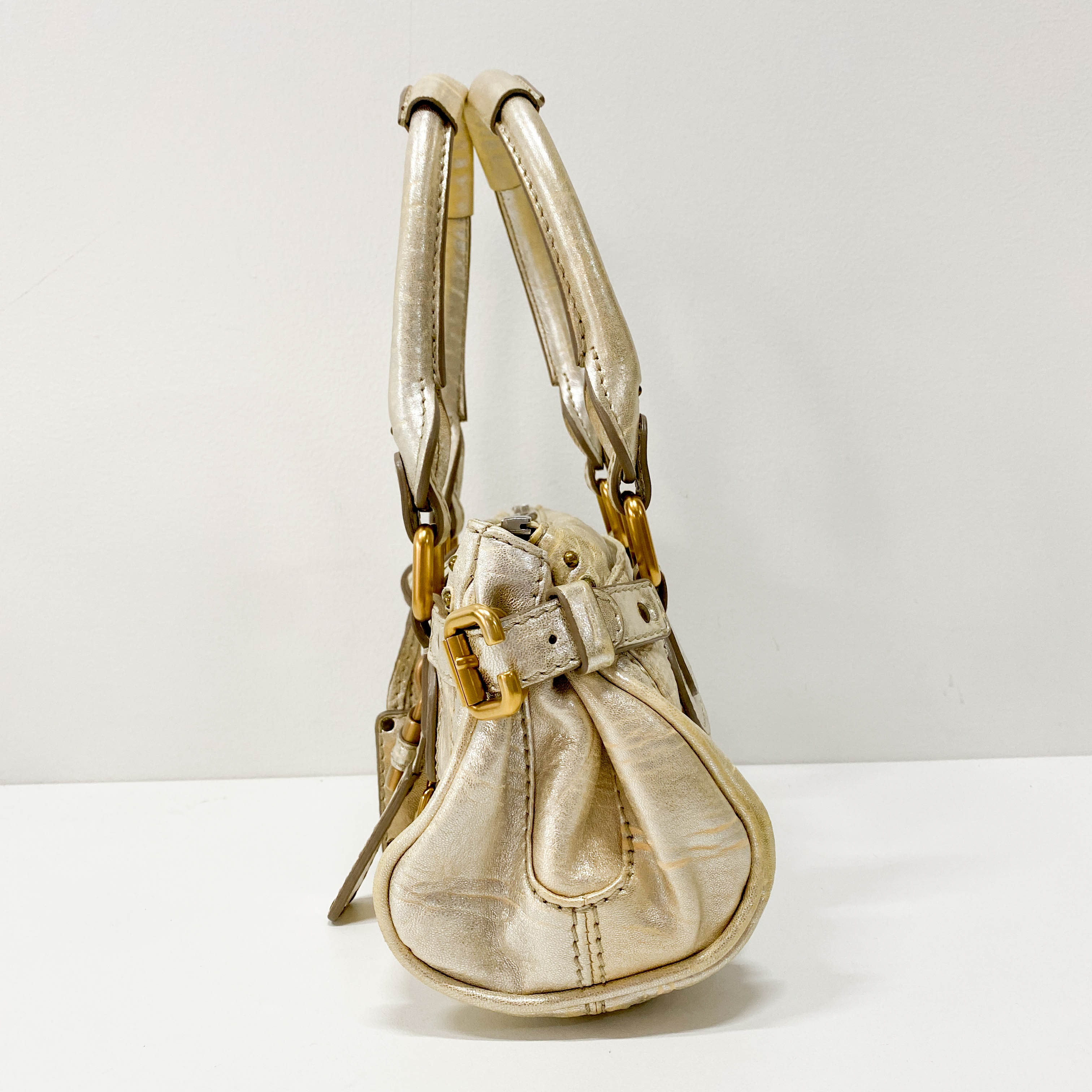 Paddington Mini Gold Leather Shoulder Bag